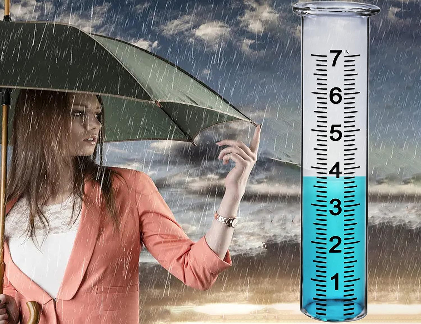 JMBay Rain Gauge Replacement Tube Plastic,7 inch Outdoor Plastic Rain Gauge Tube for Garden,Yard,Home.Upgraded Large Font Transparent Measure Tube,Lip Design,Best PCS Tube with Clean Brush