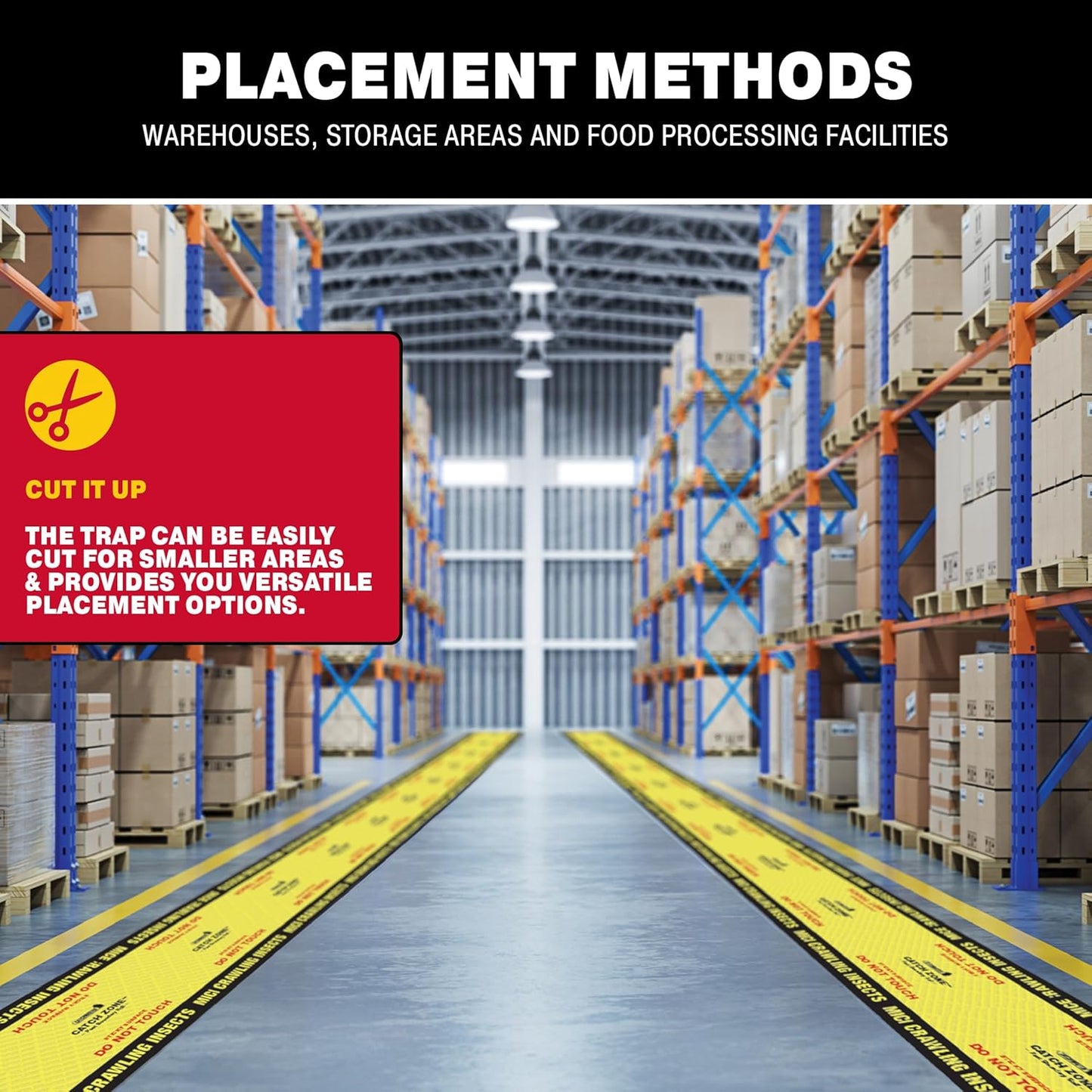 Catchmaster Catch Zone Pest Boundary Roll 1-PK 60FT, Adhesive Mouse Traps Indoor, Spider, Lizard, & Ant Sticky Traps for Crawling Insects, Pest Control Glue Traps for Warehouse, Basement, & Kitchen