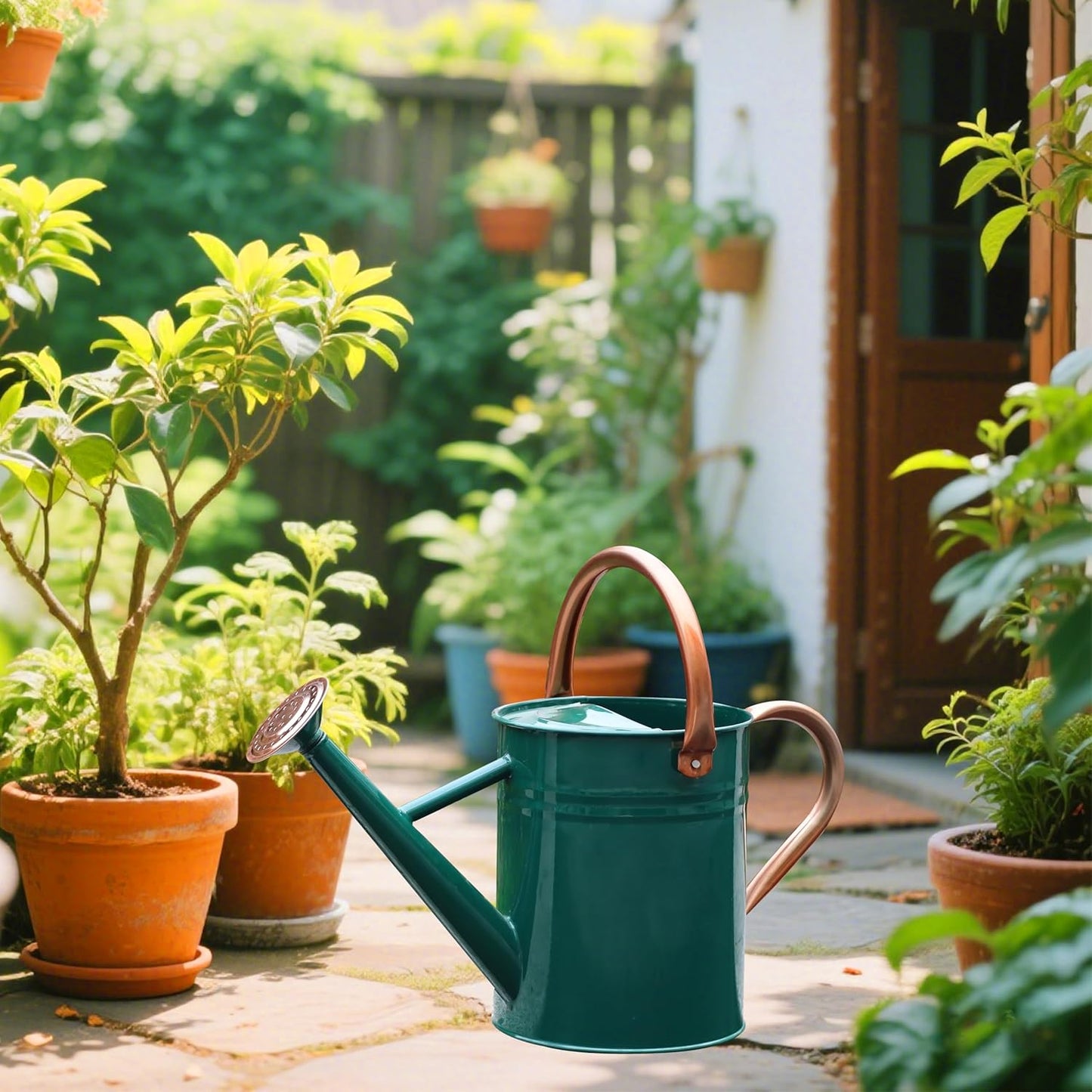 Metal Watering Can for Outdoor and Indoor Plants, Watering Can Decor, 1 Gallon (NewGreen)
