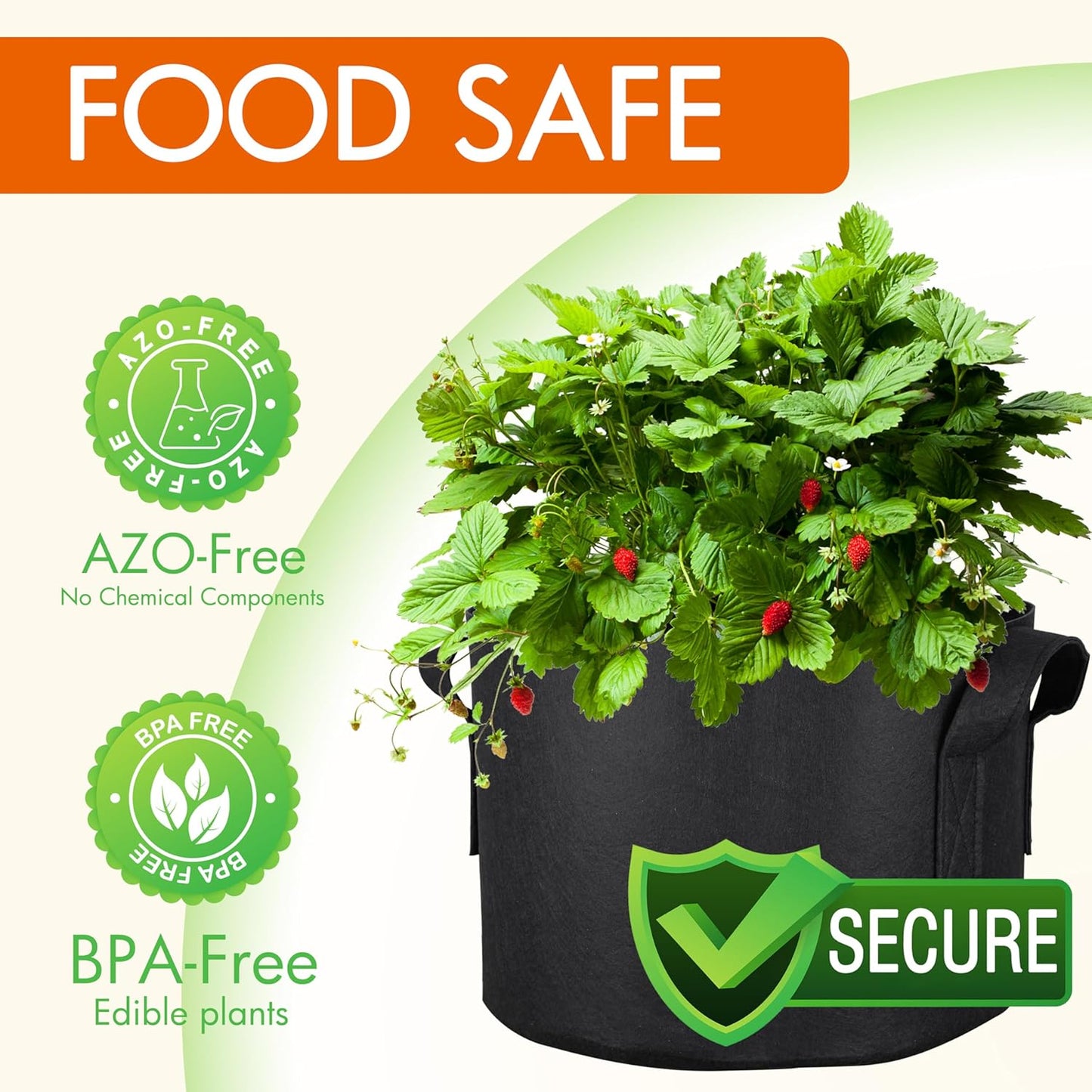 Gardzen 10-Pack 5 Gallon Grow Bags, 300G Thickened Aeration Fabric Pots with Handles, Heavy Duty Cloth Pots for Plants