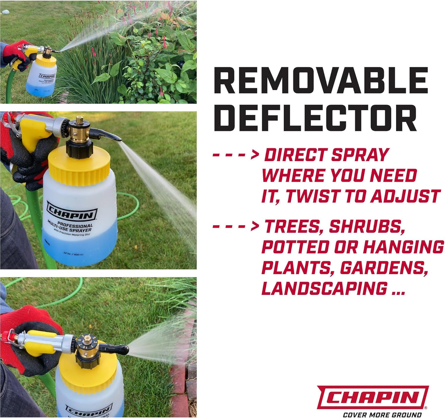 Chapin G364D Made in The USA 32 Ounce Professional Lawn and Garden Hose-End Sprayer with 16 Mixing Rations on The Metering Dial, Built-in Anti-Siphon, Translucent White