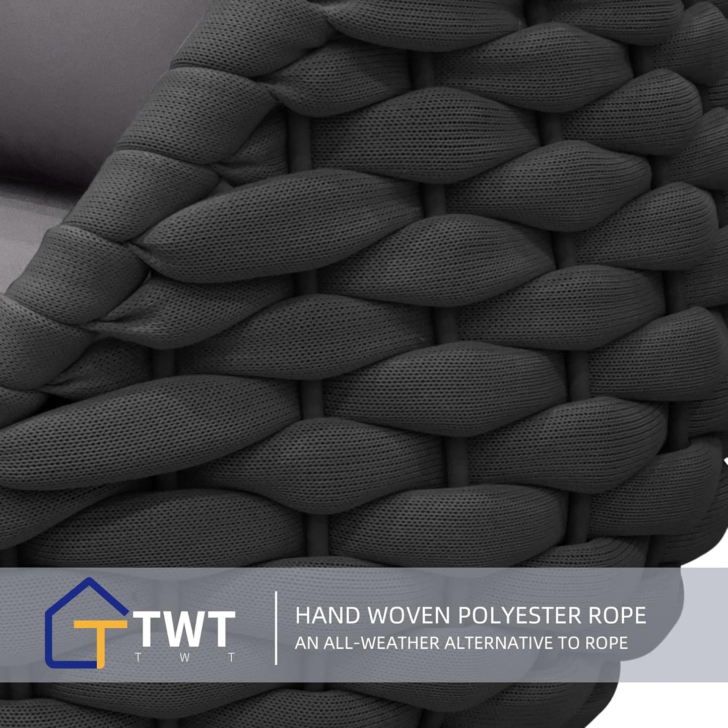 TWT 4 Pieces Patio Sofas All-Weather Rope Balcony Furniture with Cushions & Pillows, Patio Couch Outdoor Patio Furniture Set for Indoor, Balcony, Backyard, Poolside, Dark Grey