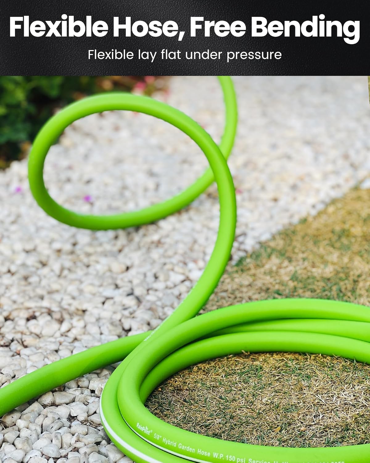 RAINPOINT Leader Garden Hose 5ft - Lightweight Water Hose with Swivel Handle - Flexible, Heavy Duty, Hybrid Rubber, with Female to Female Fittings