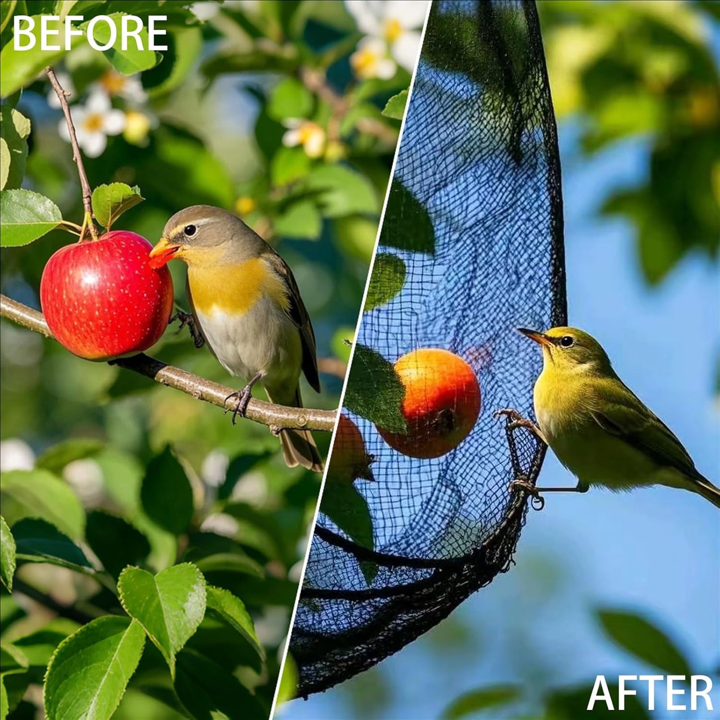 18 x 50 FT Bird Netting for Garden, 1" Square Mesh Size Heavy Duty Nylon Chicken Coop Netting for Blueberry Bushes, Fruit Trees and Vegetable Against Birds, Deer, Squirrels (18X50FT)