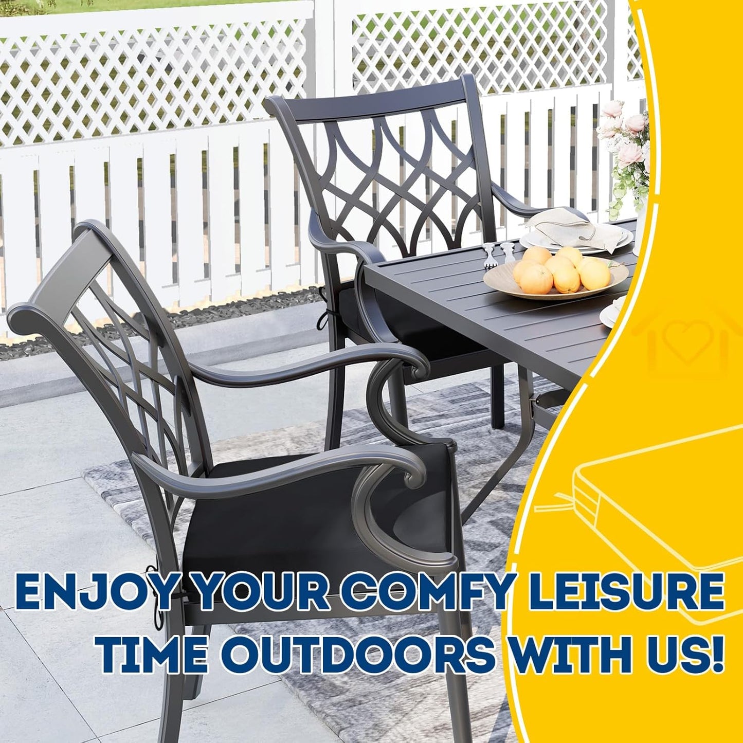 AAAAAcessories Outdoor Seat Cushions for Chairs, Waterproof, Fade-Resistant Patio Furniture Replacement Cushions, 18" x 18" x 2", Set of 2, Black