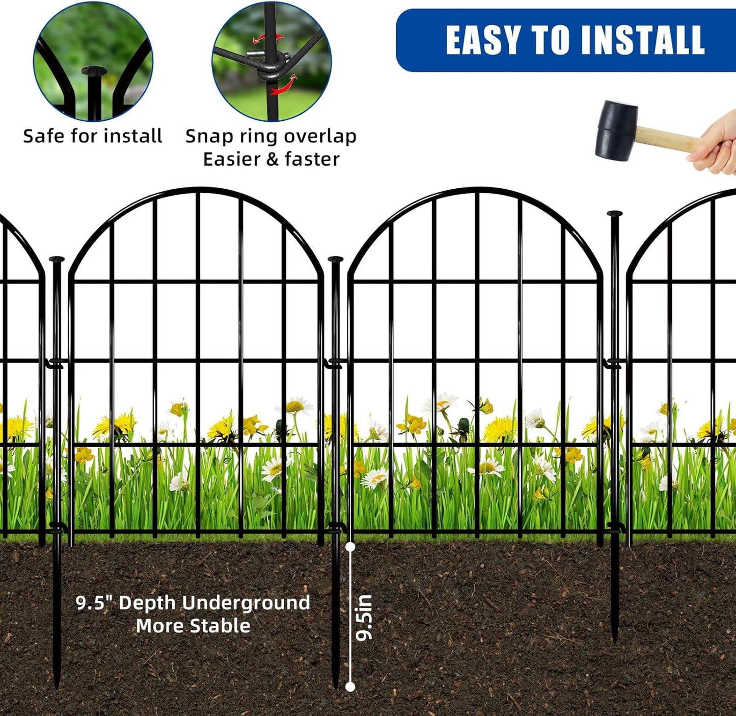 32 Pack Decorative Garden Fence, 17in X 34.6ft Arched No Dig Fence Border, Garden Edging Border, Rustproof Metal Animal Barrier with Ground Stake for Dog, Rabbit, Outdoor Yard Patio Decor