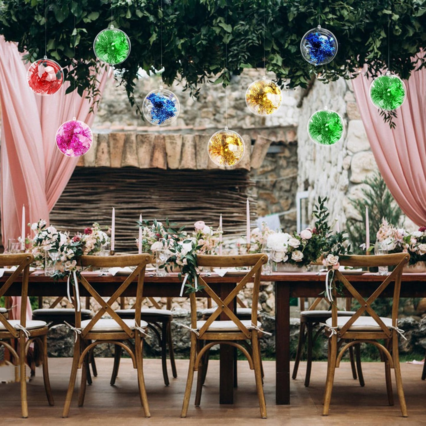 20 Pcs 4.72 Inch Clear Acrylic Fillable Balls, Christmas DIY Fillable Ornaments Balls, Acrylic Ornaments Ball for Christmas, Holidays, Weddings, Parties, and Home Decor