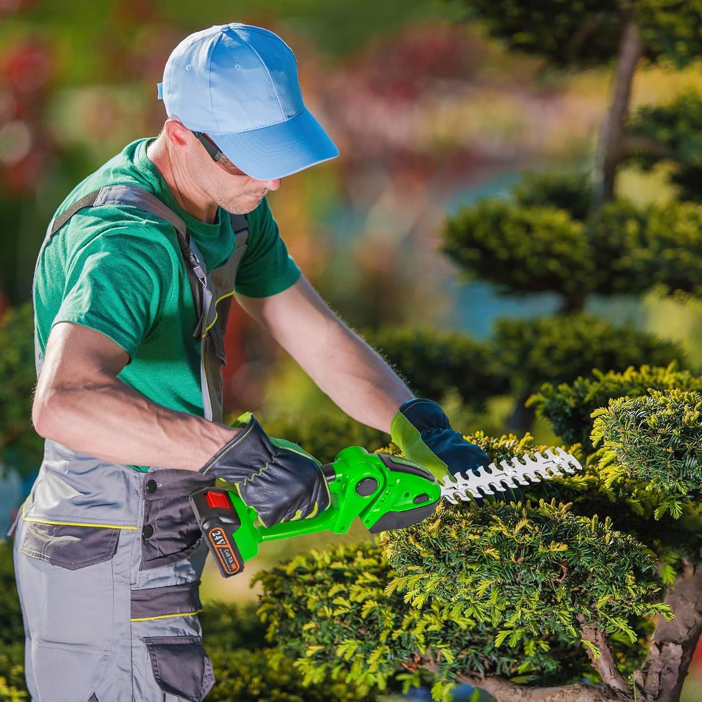 Hedge Trimmer Cordless with Battery and Charger 21V Electric Brush Grass Shrub Trimmer 2 in 1 Handheld Mini Grass Shears Grass Cutter Battery Powered Hedge Trimmer