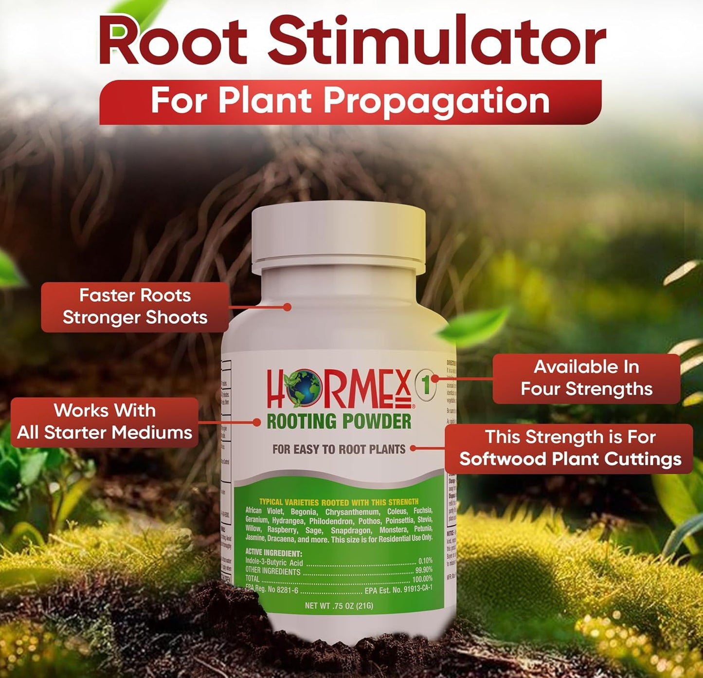 Hormex Rooting Powder #1, Rooting Cubes & Shears Combo - Rooting Hormone for Delicate Softwood Cuttings | Root Starter Cubes for Home & Garden Plants | Precision Straight-Blade Shears (50 Grow Plugs)