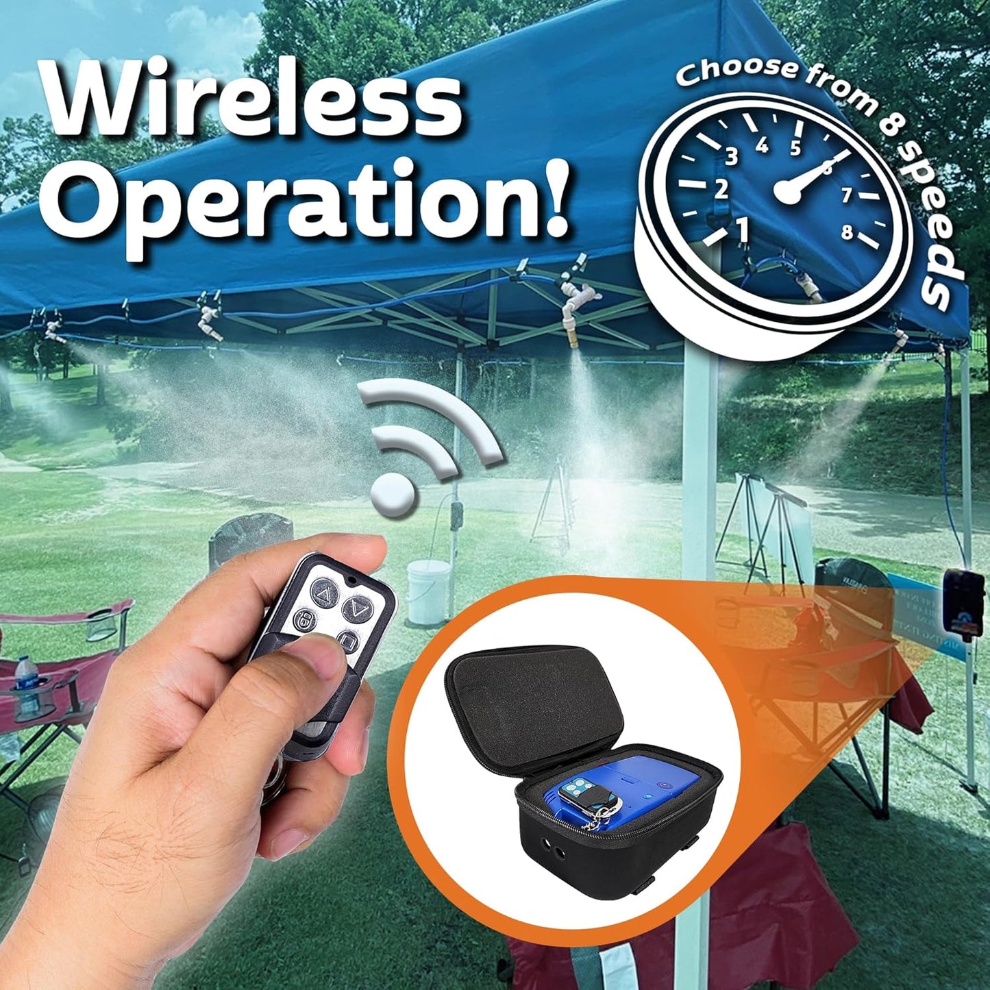 Professional Grade Portable Misting System Pro Kit - 6 Mist Nozzles & Pro Pump | Easy to Setup | 24 ft. Mist Line for Outdoor Canopy, Balconies, Greenhouses, Picnic's - Cools The air up to 30Β°F