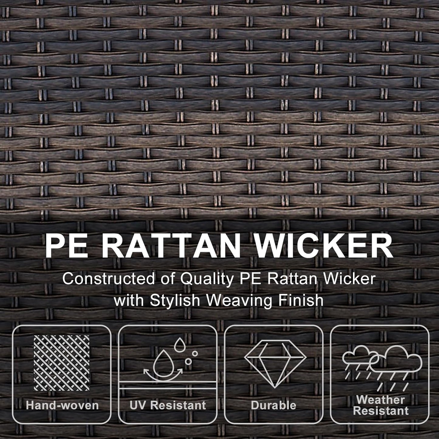HUMMUH Patio Furniture 7-Piece PE Wicker Outdoor Conversation Set,All-Weather Rattan Swivel Chairs with Ottomans Glider Loveseat for Backyard,Poolside,Deck