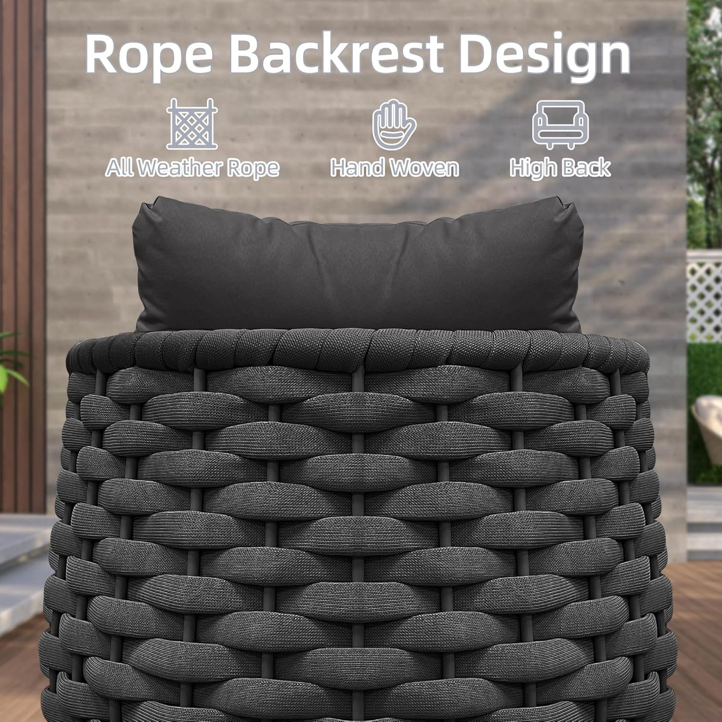 TWT 6 Pieces Patio Sofas All-Weather Teslin Rope Balcony Furniture with Cushions & Pillows, Patio Couch Outdoor Patio Furniture Set for Indoor, Balcony, Backyard, Poolside, Dark Grey