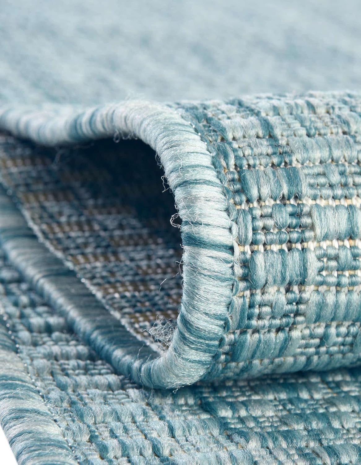 Unique Loom Collection Casual Transitional Solid Heathered Indoor/Outdoor Flatweave Area Rug (10' 8" Round, Aquamarine/Ivory)