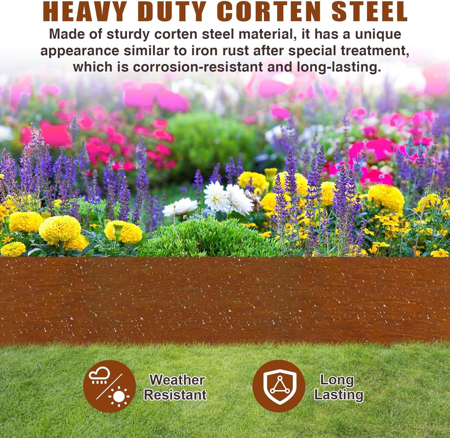 40" LX10 H Corten Steel Landscape Edging, 6 Pack Metal Landscape Edging, Landscape Edging with 7 Clips and Gloves for Lawn, Flower Bed, Yard (Rust-Colored)