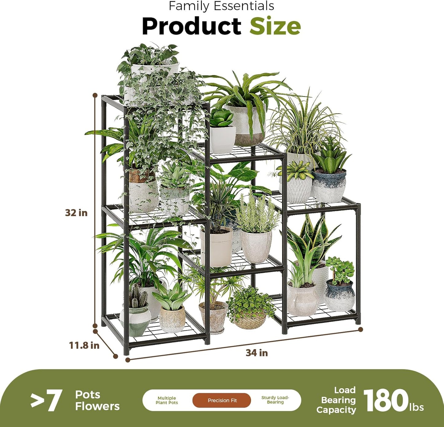 Bamworld Black Plant Stand Outdoor Metal Plant Shelf for Multiple Plants 3 Tiers Ladder Plant Holder Waterproof for Garden Living Room Patio Morden Home Decor Gardening Gifts