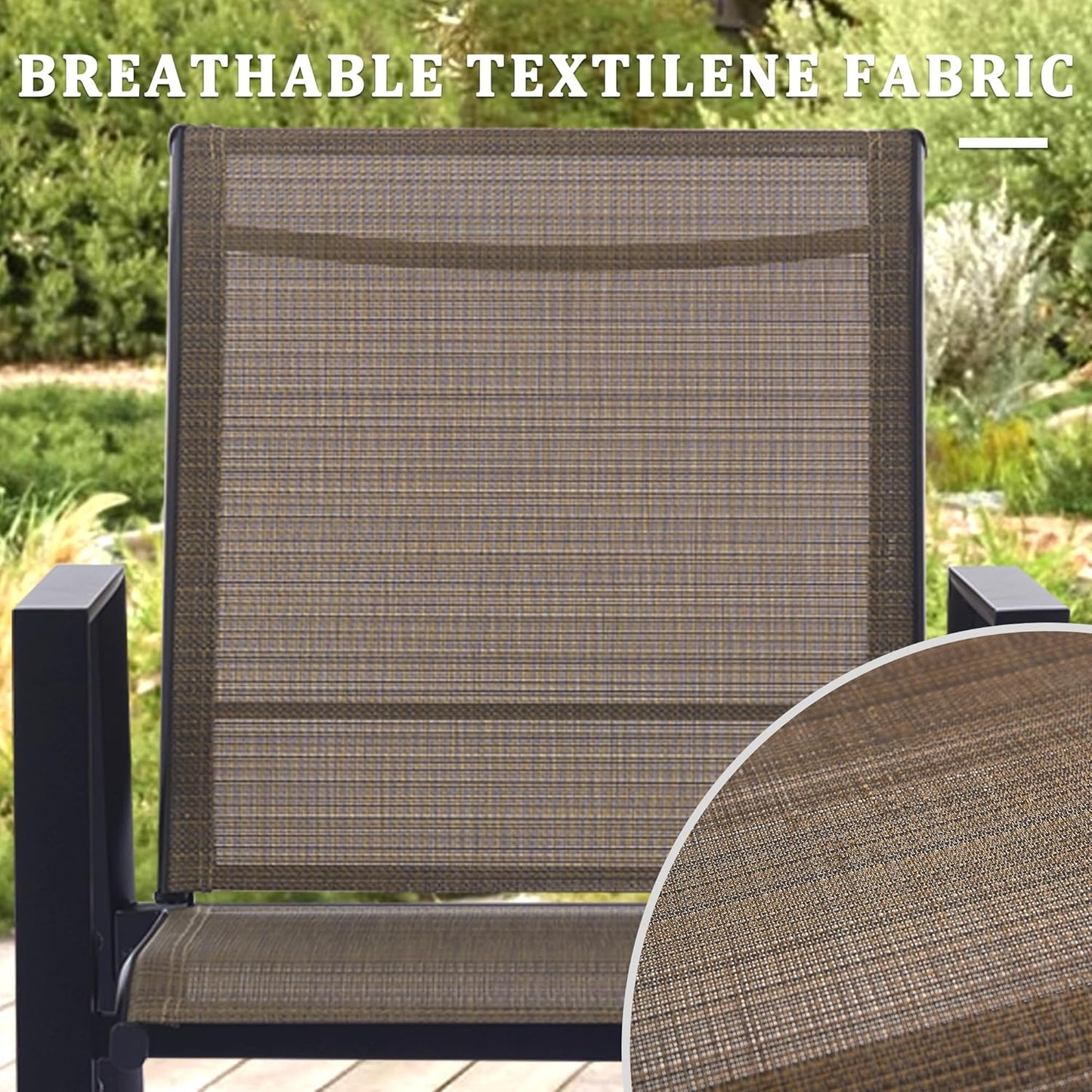 Outdoor Patio Chairs Set of 6, Mocha Stackable Outdoor Chairs, Lightweight Patio Set with High Back, Metal Dining Chair for Lawn, Garden, Yard and Deck