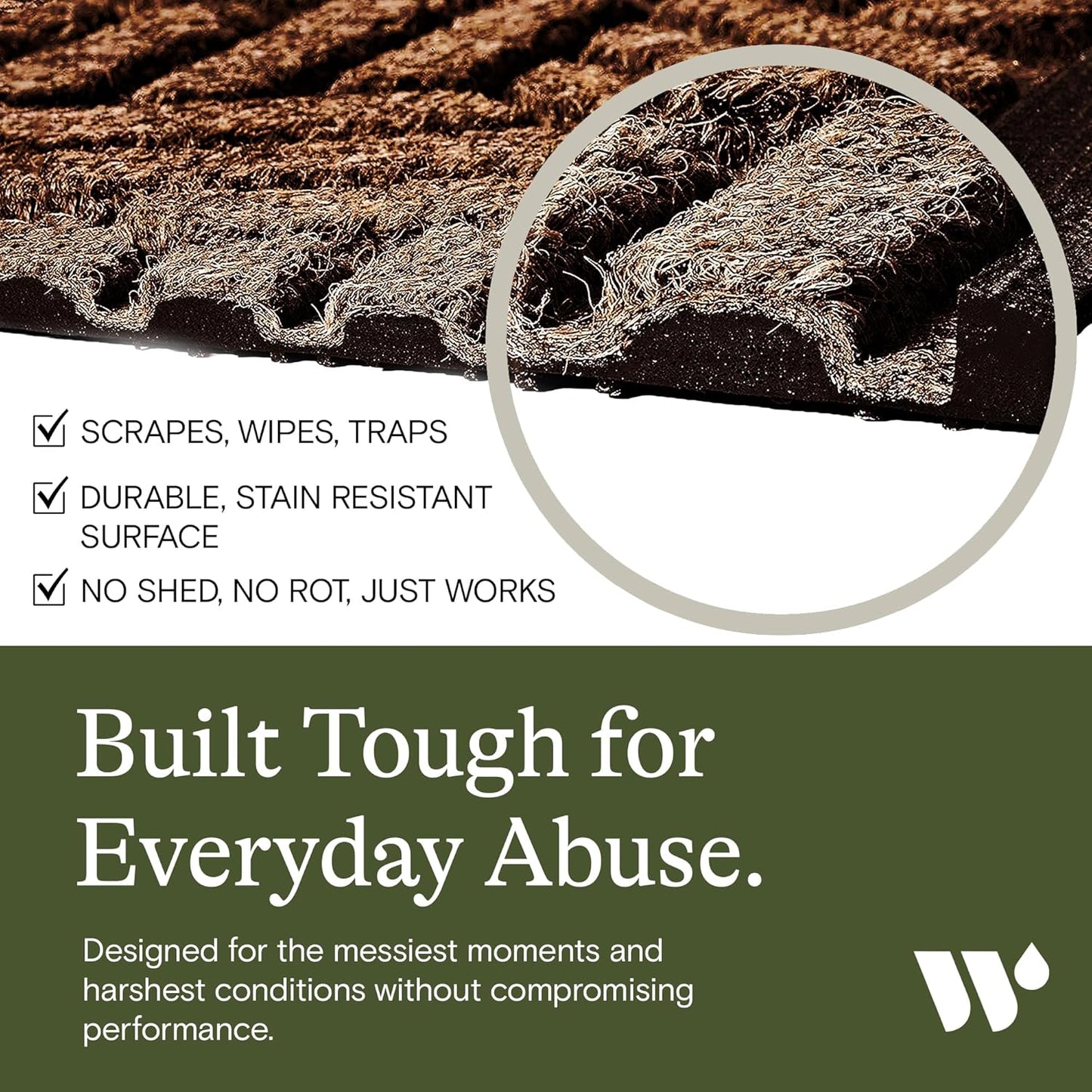 WaterHog Indoor/Outdoor Door Mat, 3' x 5', Made in USA, Durable & Skid-Resistant Front Door Rug, Decorative, Water-Trapping & Heavy-Duty Entryway Mat for Your Home, Boxwood Collection, Dark Brown