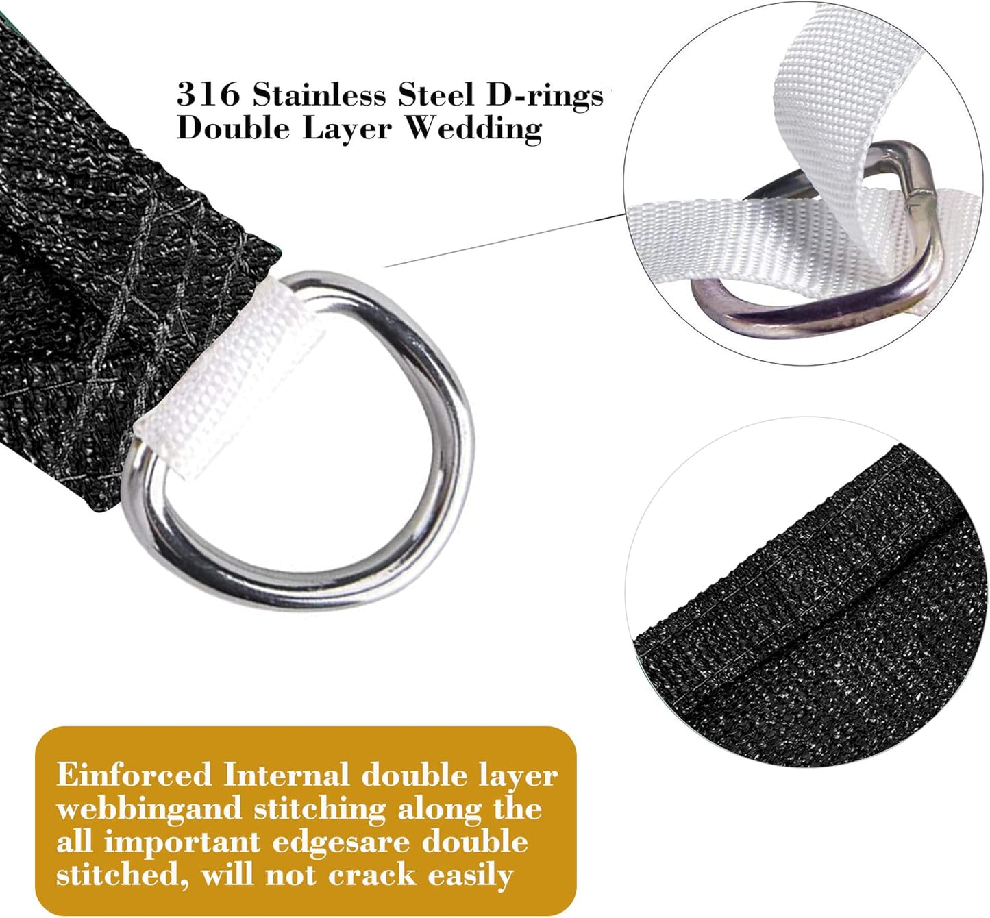 6' x 14' Black Rectangle Sun Shade Sail SSP1212 Canopy Durable Fabric UV Block Awning We Make Custom Orders