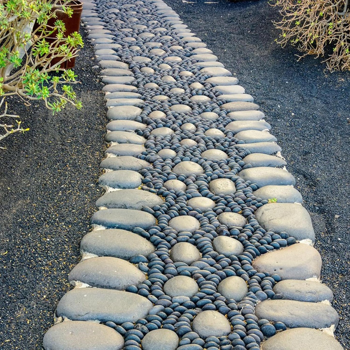 Black River Rocks for Landscaping, 3-4 Inch Premium Pebbles for Plants and Garden, Black Stones for Potted Plants, Fish Tanks, DIY Pathway and Backyard,Crafts, Walkways(40lbs Bulk)