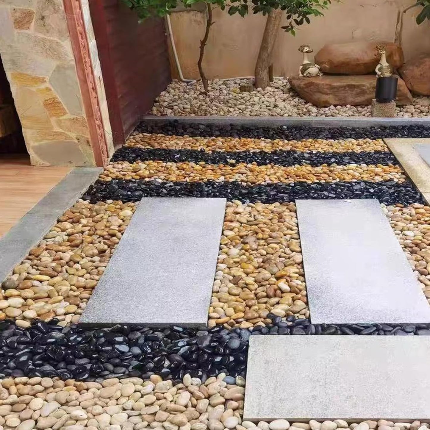 5 lbs Yellow River Rocks, 1-2 Inch Polished Pebbles for Indoor Plants, Decorative Rocks Stones for Landscaping, Vases, Aquariums, Fountains, Pathways, Backyard and Garden