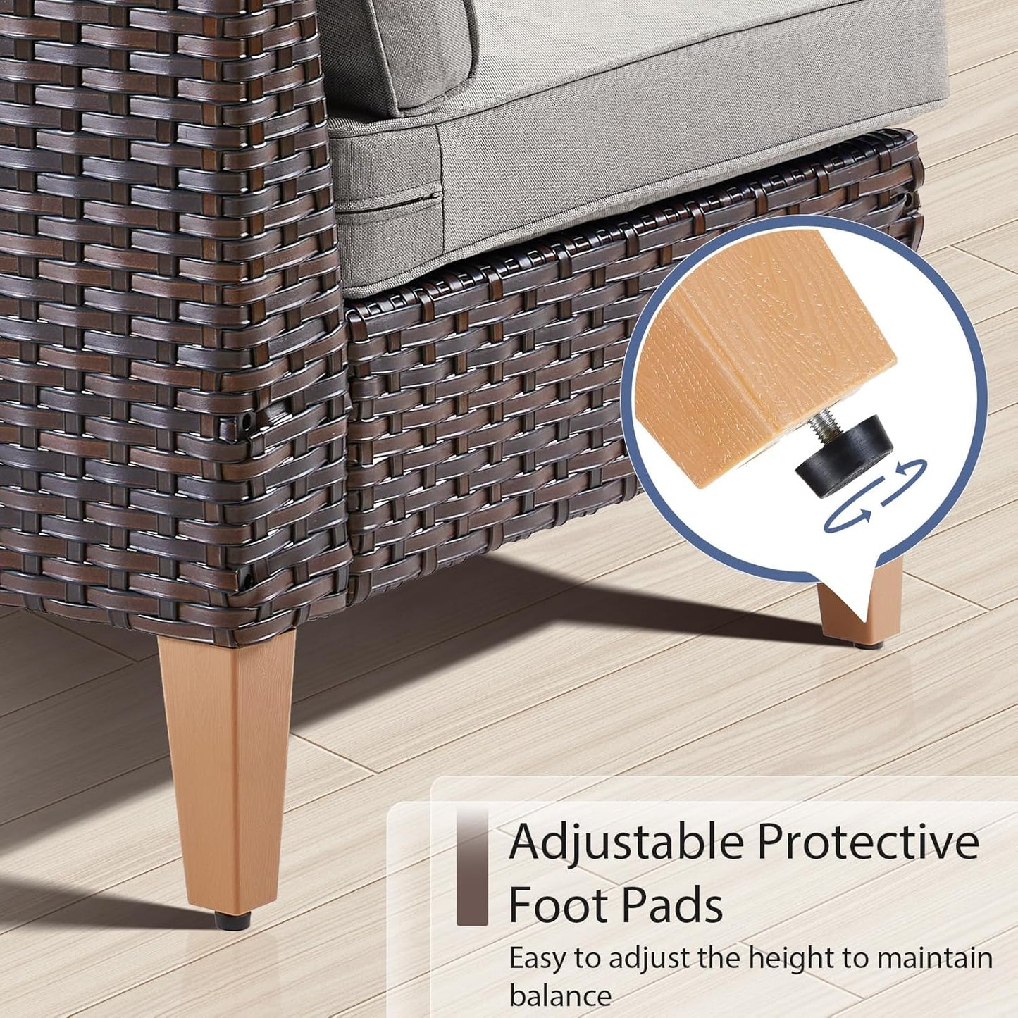 HUMMUH 6 Pieces Patio Furniture Set with Fire Pit,Outdoor Modular Sectional Loveseat Chairs with Table,All Weather PE Wicker Patio Conversation Sets for Deck Porch Backyard