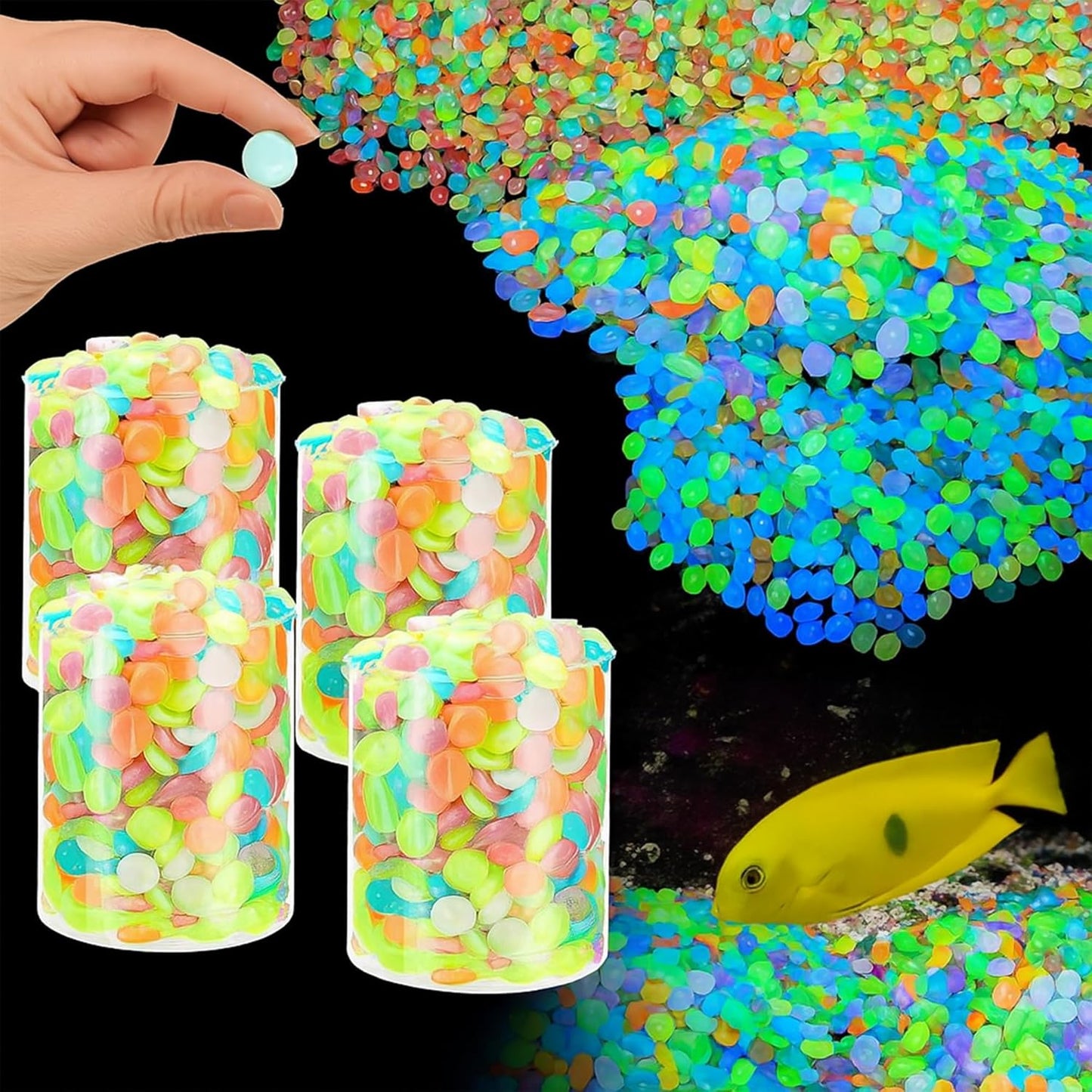 12000 PCS Glow in The Dark Rocks – Plastic Resin Glow Rocks for Landscaping, Garden Pebbles & Stones for Aquarium and Outdoor Decor(Colorful)