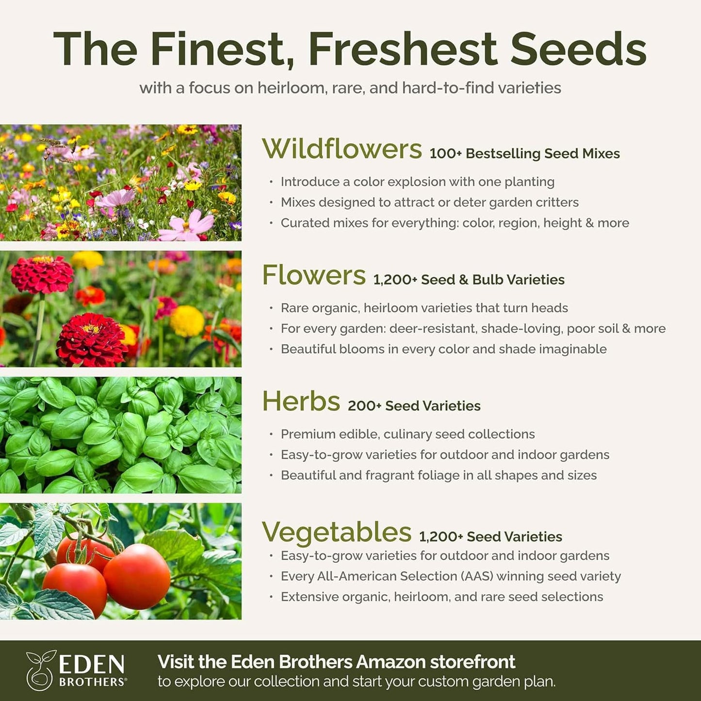 Eden Brothers Burst of Bloom Wildflower Mixed Seeds for Planting, 5 lb, 2,400,000+ Seeds with Cosmos, Black Eyed Susan | Attracts Pollinators, Plant in Spring or Fall, Zones 3, 4, 5, 6, 7, 8, 9, 10