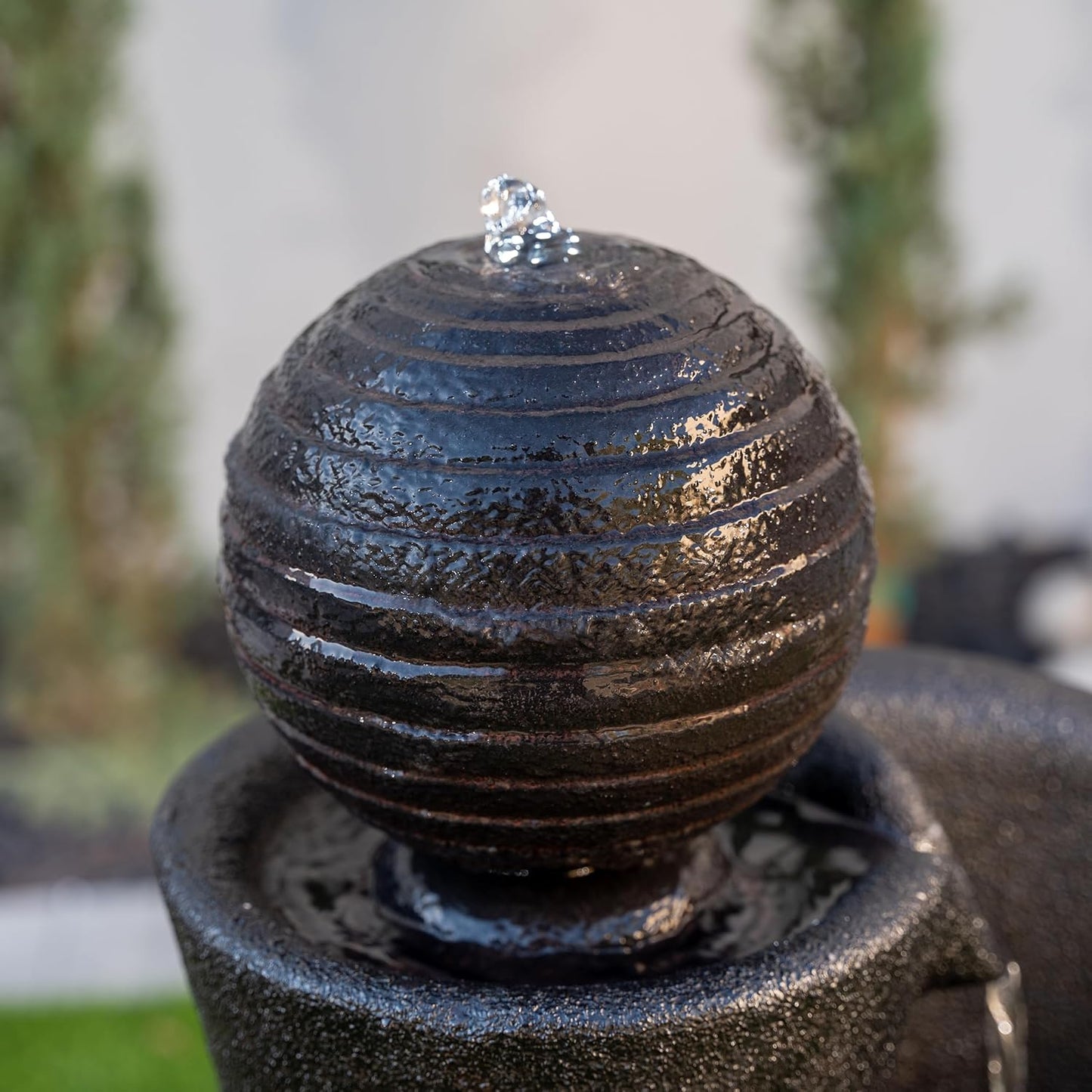 Xbrand 41" Modern Sphere Curve Cascading Fountain, Resin