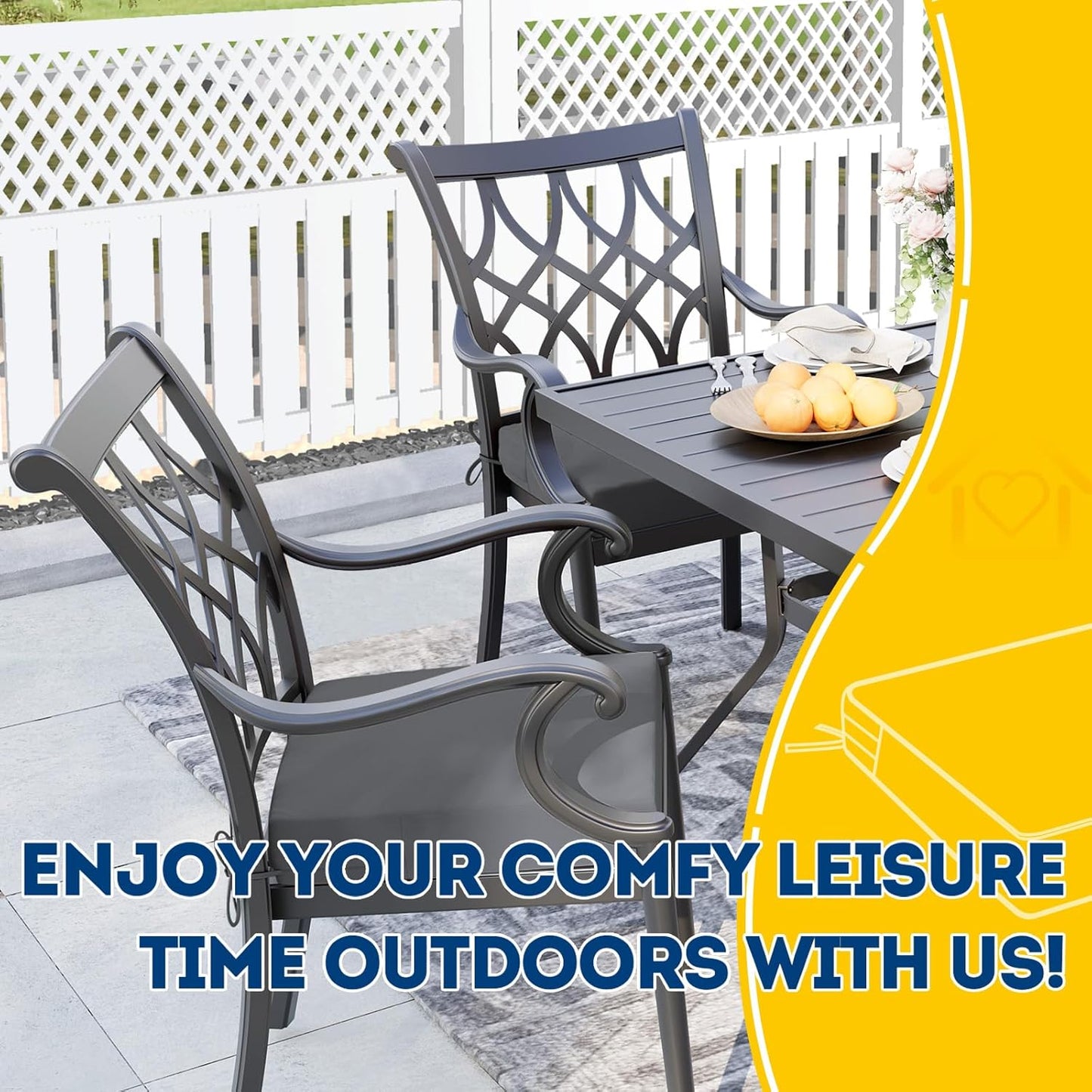 AAAAAcessories Outdoor Seat Cushions for Chairs, Waterproof, Fade-Resistant Patio Furniture Replacement Cushions, 20" x 18" x 3", Set of 2, Dark Gray