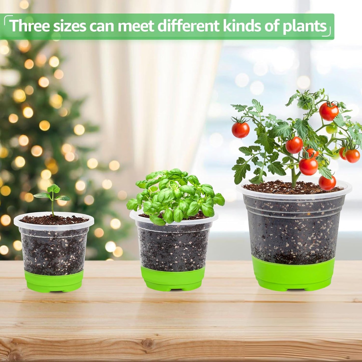 24 Packs 5/4/3.5 Inch Reinforced Nursery Pots with Silicone Base for Easy Transplant, Variety Pack Plastic Plant Pot Seedling Planter Seed Starter Flower