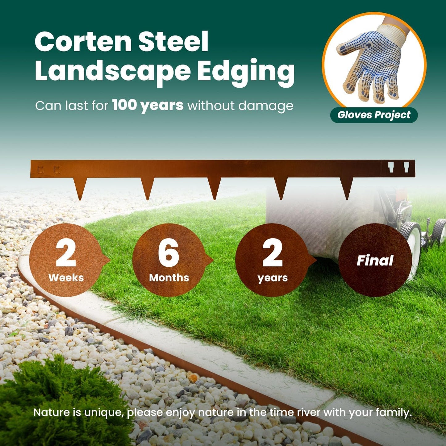 Corten Steel Landscape Edging 40 Inch Strips Steel Landscape Edging Metal Garden Edging Border Rusted Edge 4.5 Inch Depth Steel Edging for Landscaping Lawn Yard 6 pcs by GZGNEEVL