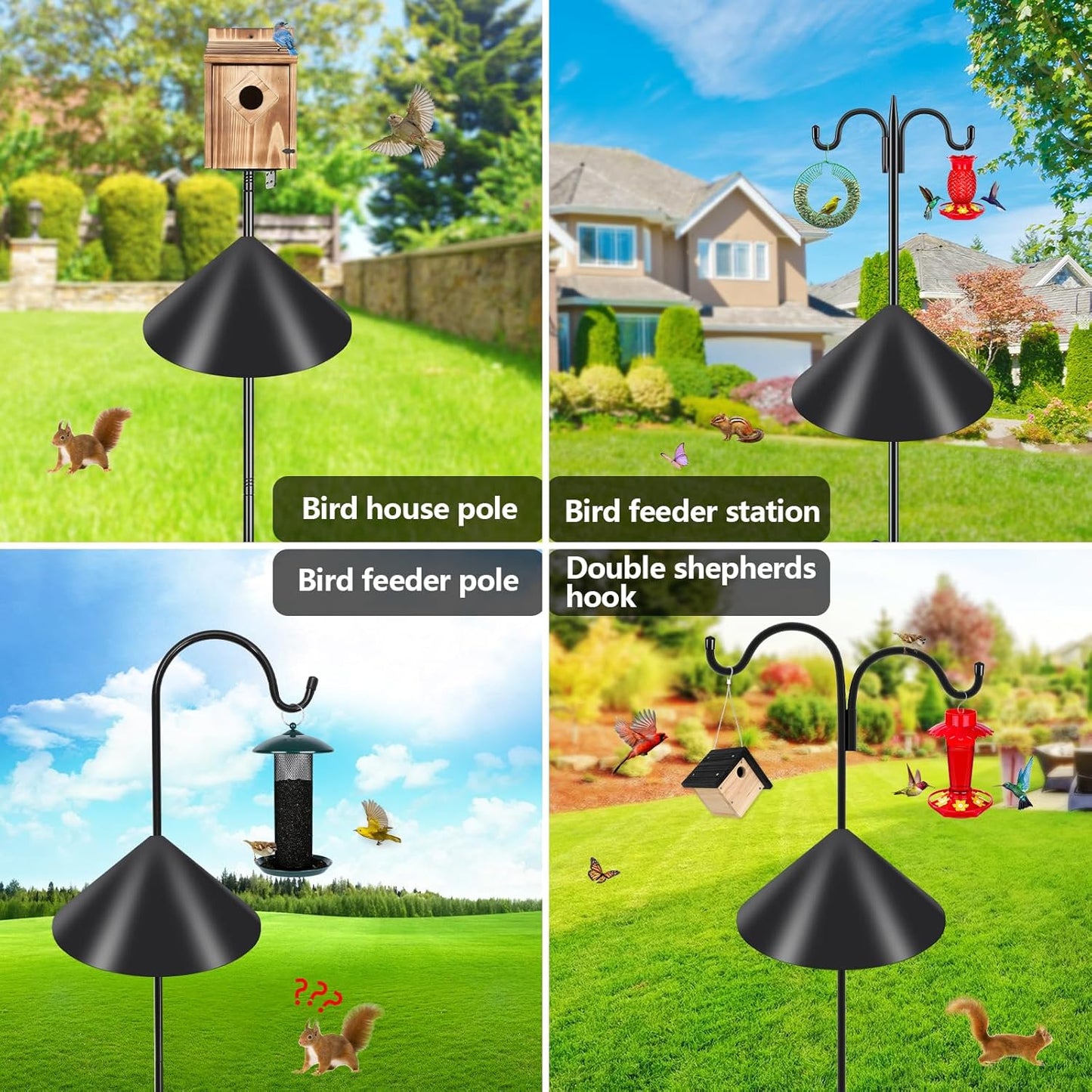 Gtongoko 19 Inch Squirrel Baffle for Bird Feeder Pole Squirrel Guards for Shepherds Hook Stopper for Bird Feeders Black 2 Pack
