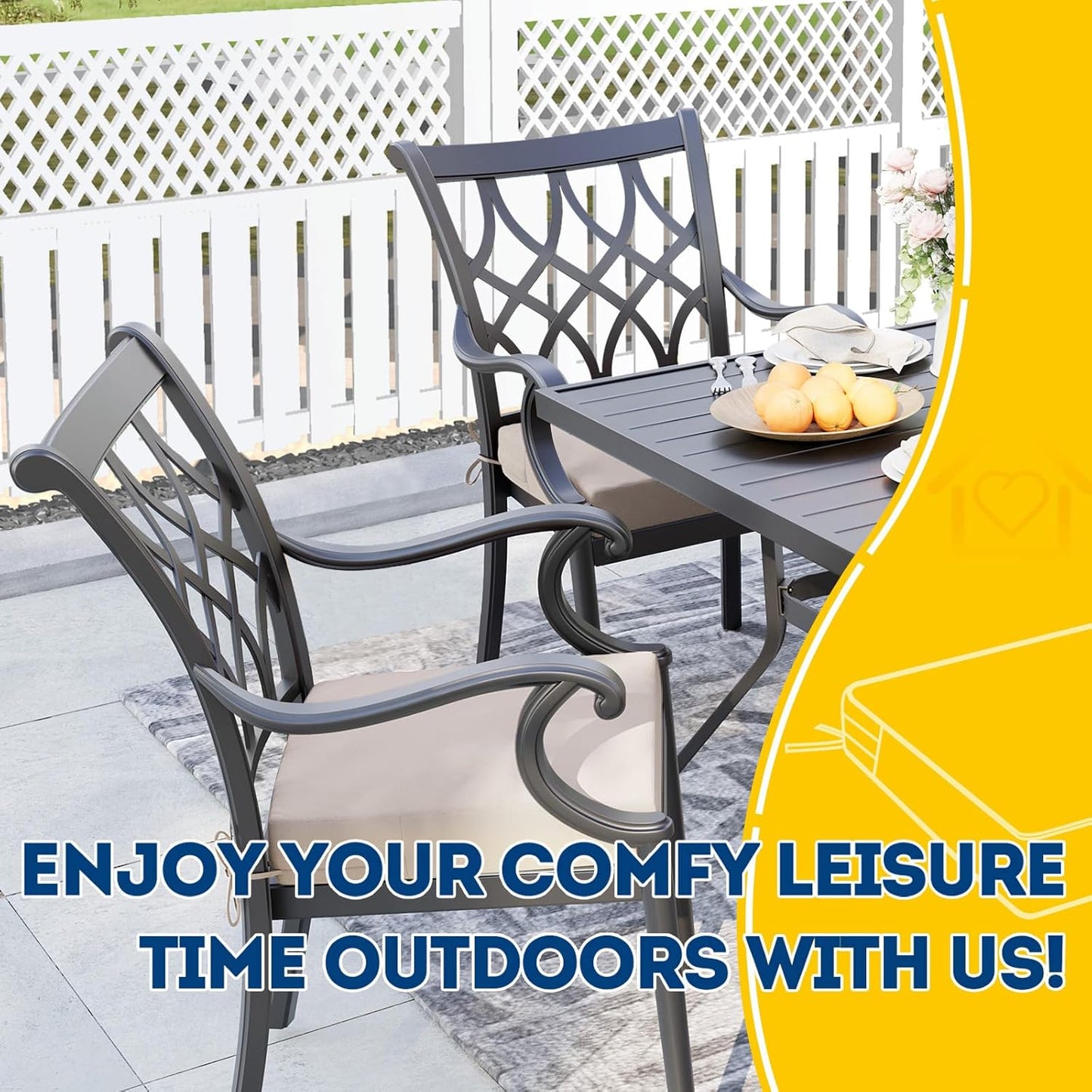 AAAAAcessories Outdoor Seat Cushions for Chairs, Waterproof, Fade-Resistant Patio Furniture Replacement Cushions, 21" x 21" x 4", Set of 2, Khaki Beige