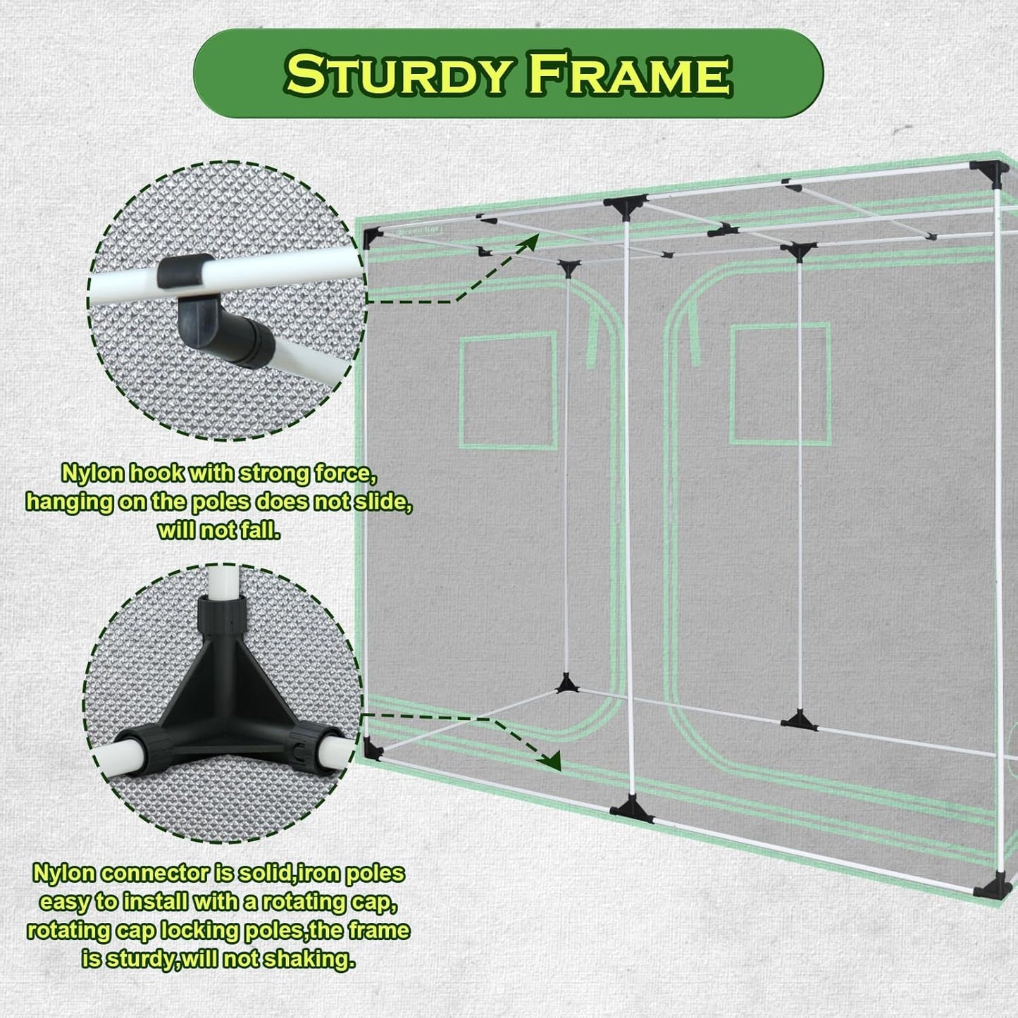 10x5 Grow Tent, 120"x60"x78" 600D Mylar Hydroponic Growing Tents for Plants Inside Reflective Grow Tent Growing Room Hydroponic System