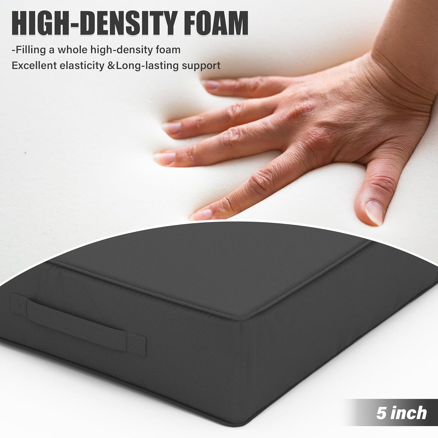 Patio Chair Cushions 24 X 24 X 5 Inch Waterproof Outdoor Seat Cushions for Patio Furniture, Outdoor Sofa Couch Pads with Ties & Handle, Set of 2, Grey