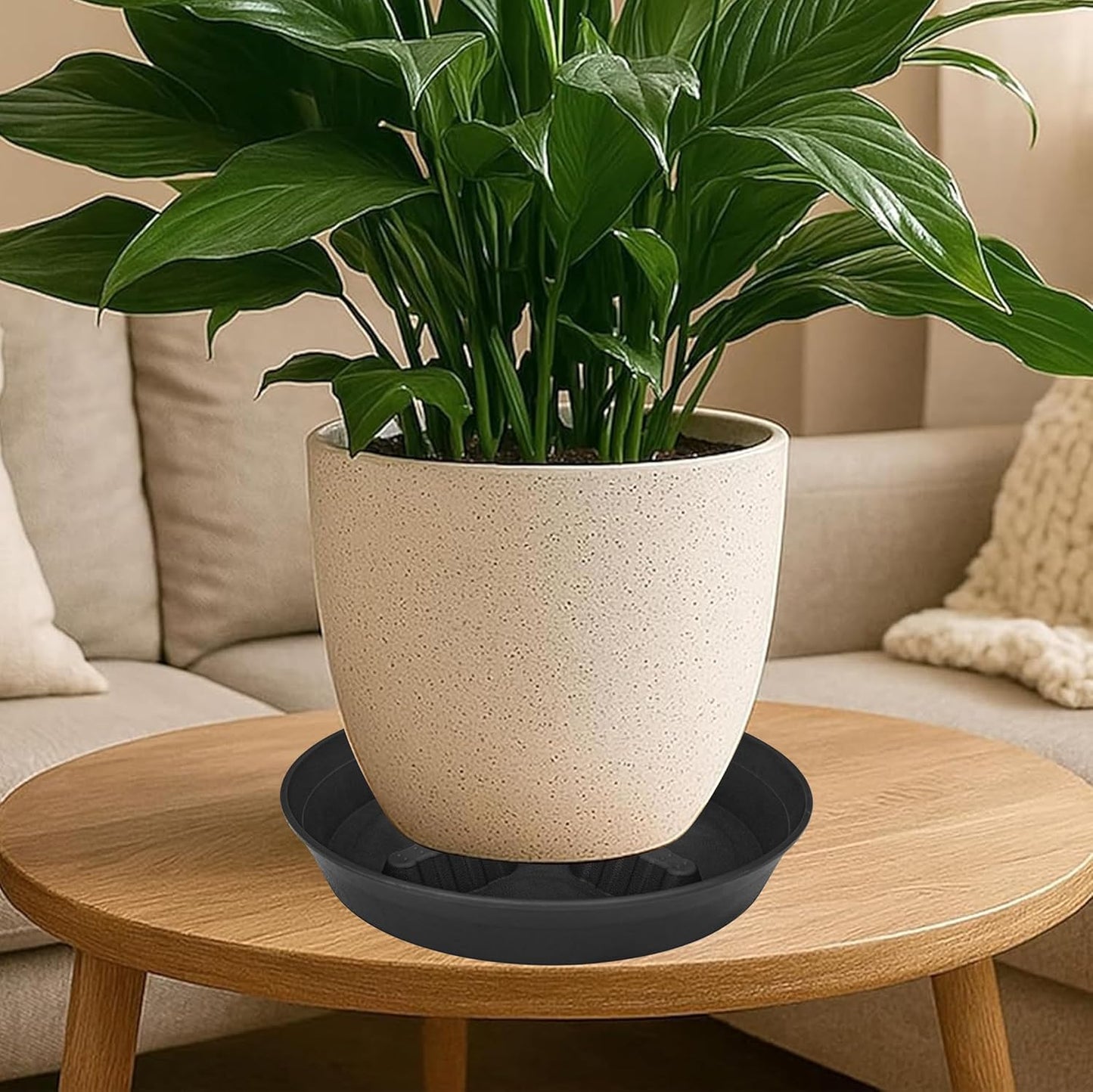 4 Pack Plant Saucer 8 inch, 10 12 14 17 inch, Plant Stand Plastic Plant Saucers for Indoors Outdoor, Heavy Duty Flower Planter Drip Trays for Pots, Pot Saucers for Plants, Grow Bags Saucers