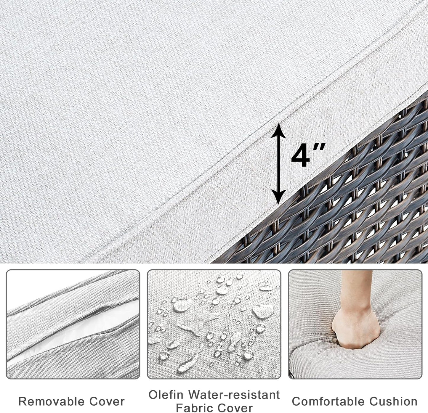 HUMMUH Patio Furniture 6-Piece PE Wicker Outdoor Conversation Set,All-Weather Rattan Swivel Chairs with Ottomans Glider Loveseat for Backyard,Poolside,Deck