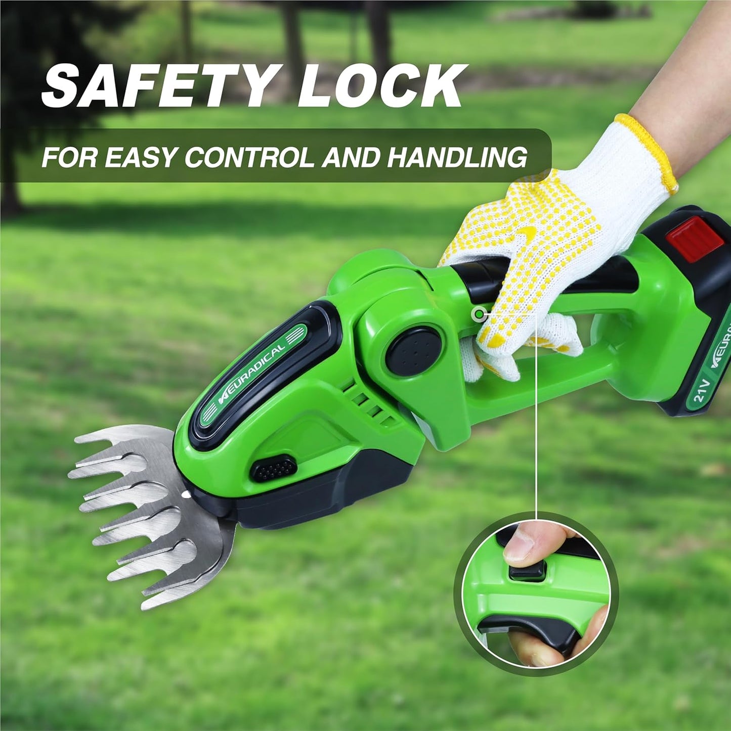 21V Electric Cordless Hedge Trimmers & Grass Trimmer-2 in 1 Handheld Bush Trimmer Cordless Grass Shears Grass Cutter, Shrubbery Trimmer Hedge Shear with Battery and Charger Included