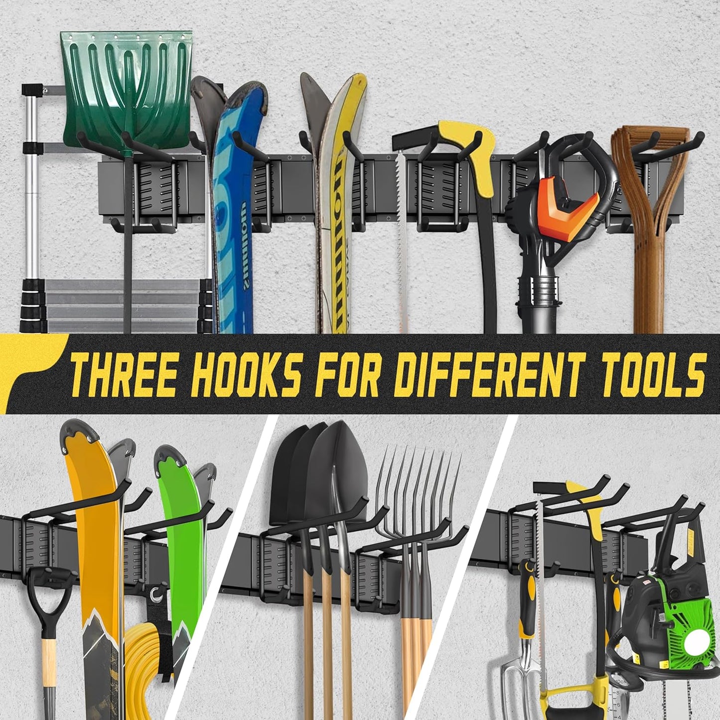 Garage Wall Organizer,12Pack Carries 600 lbs,Garden Tool Organizer 49.5in With Large Storage Space,Easy Assembly, Sturdy Design,for Efficient Tool Storage Garage Organization