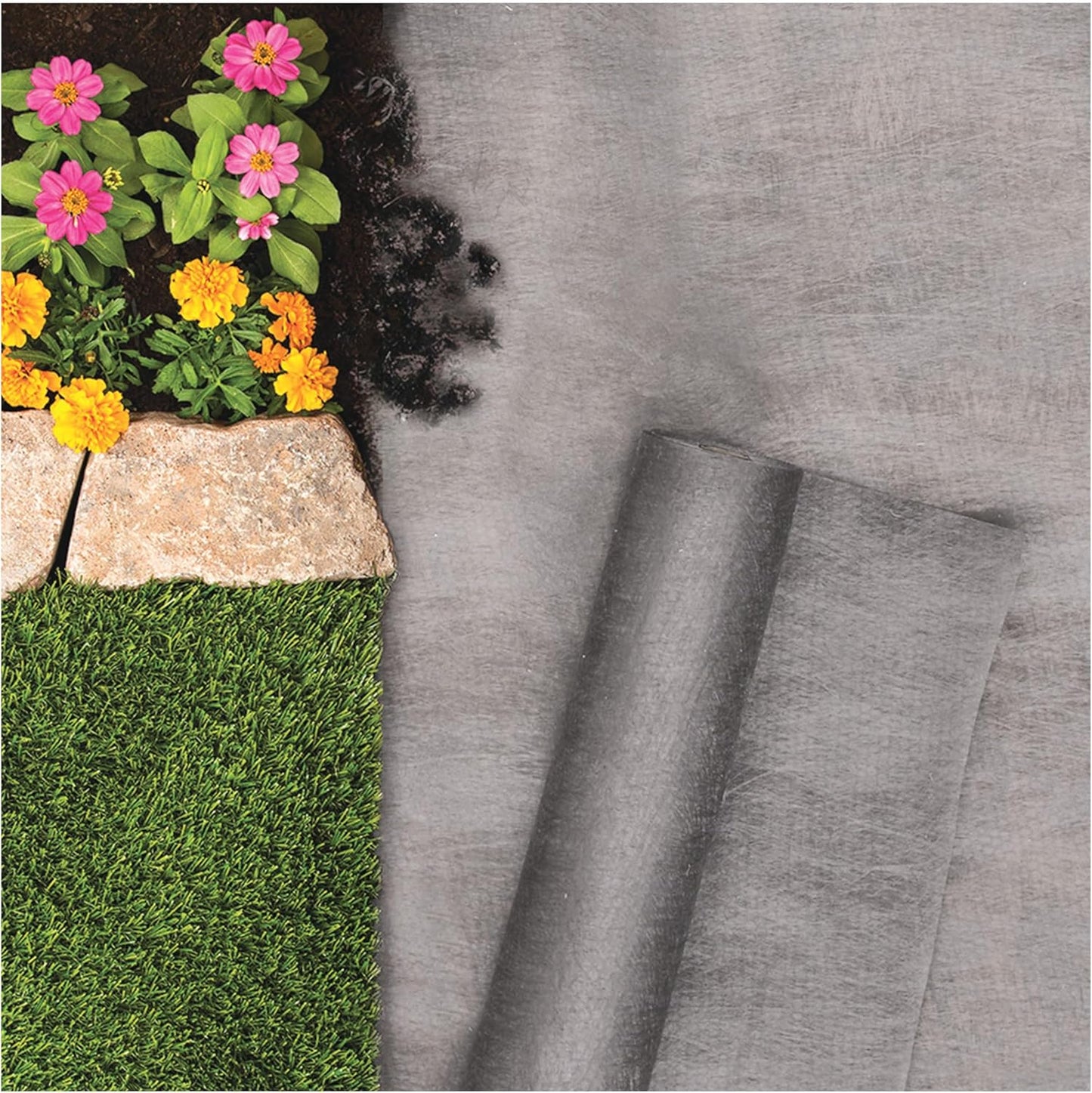 Hanes Geo Nonwoven Landscape Fabric 6' x 300' – Heavy Duty Weed Barrier for Commercial Landscaping, Walkways & Erosion Control (Gray)
