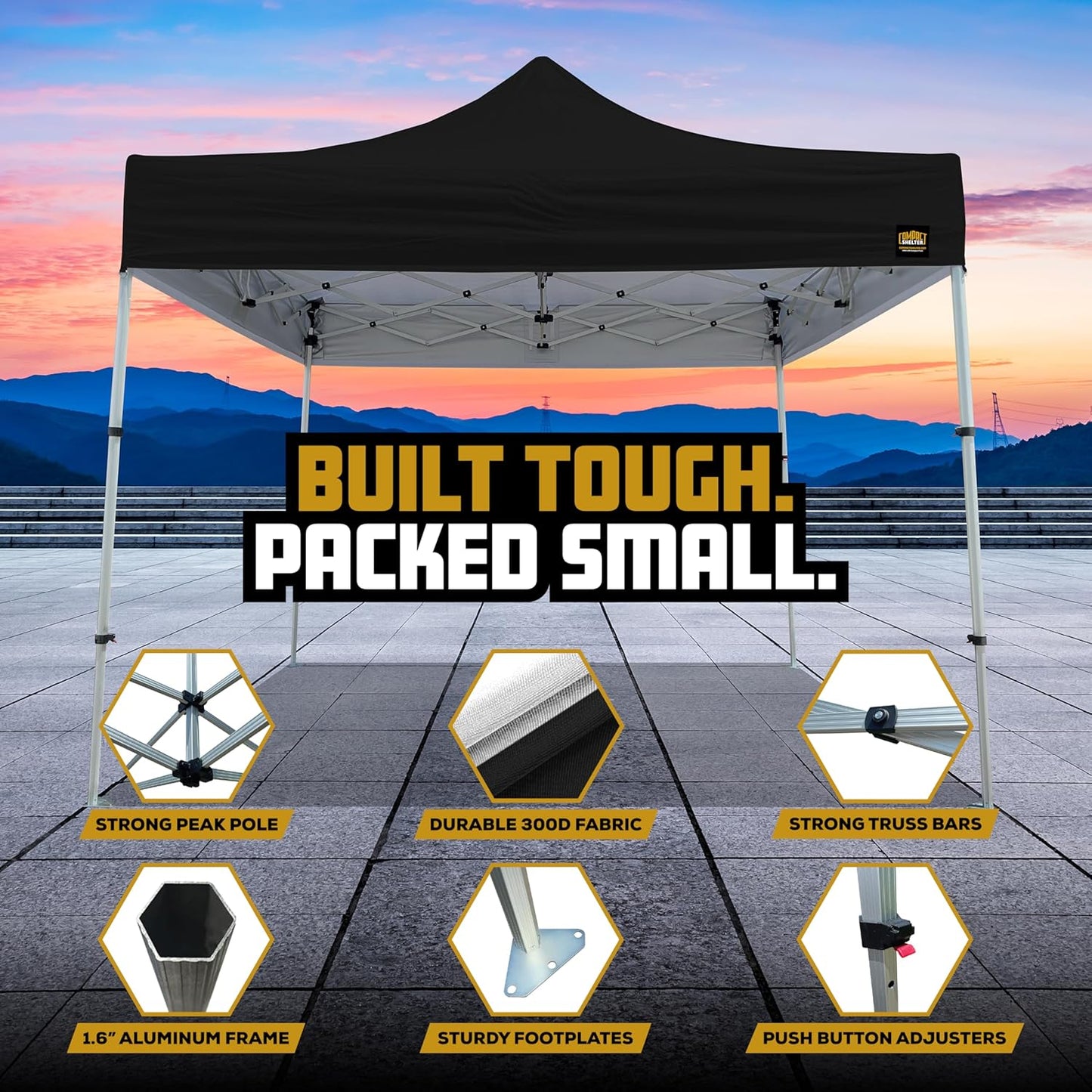 10x10 Heavy Duty Pop Up Canopy - EZ Up, Commercial Grade Aluminum Frame, 42โ Folded Frame Height, UPF 50+, Adjustable Portable Tent for Beach, Events, Camping, Roller Bag (White)