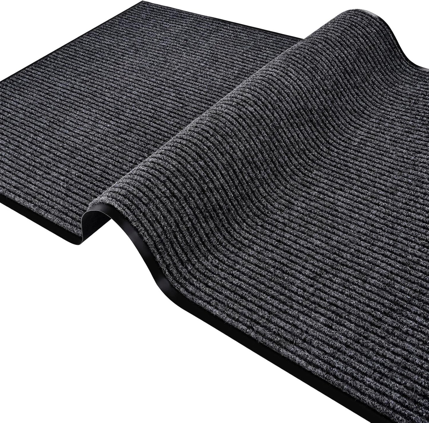 Low Profile Rubber Door Mat, 60x35inch, Heavy Duty, Durable Doormat, Indoor and Outdoor, Waterproof, Easy Clean Shoe Scraper, Home Rug Welcome Mats for Entryway, Patio, Porch, Grey