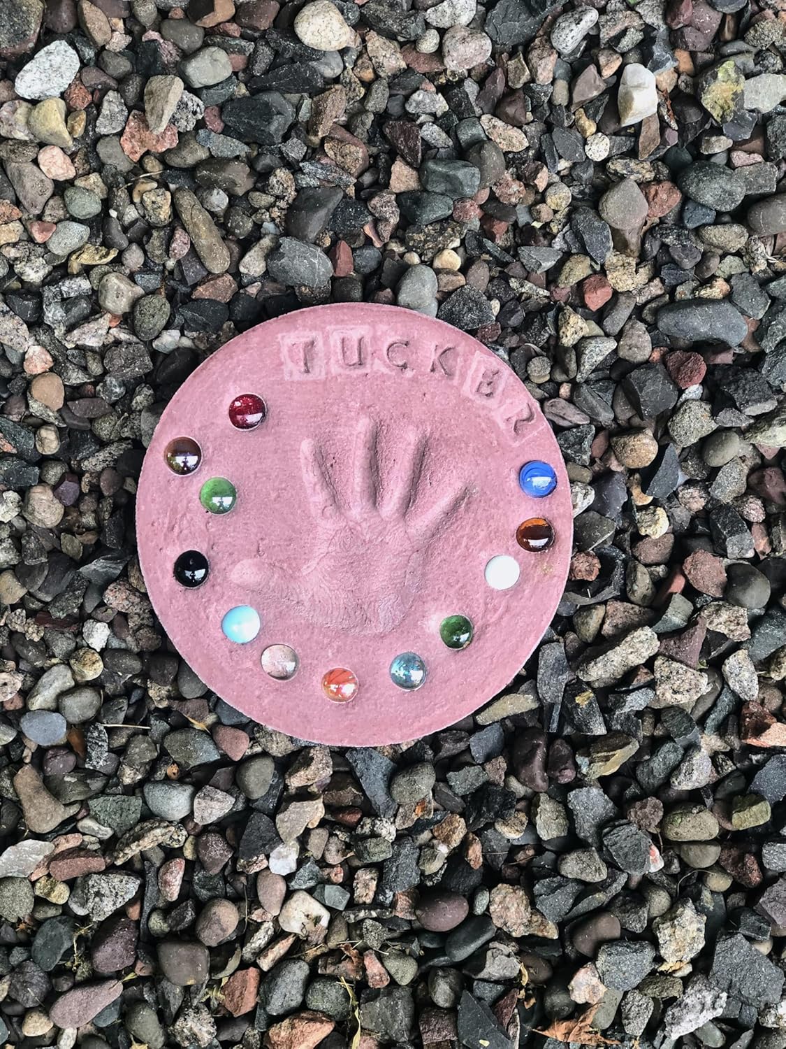 DIY Stepping Stone Kit with Color Pigment, Handprint Stepping Stone, Mother's Day Gift, Footprint Stepping Stone (8 Inch, Red)