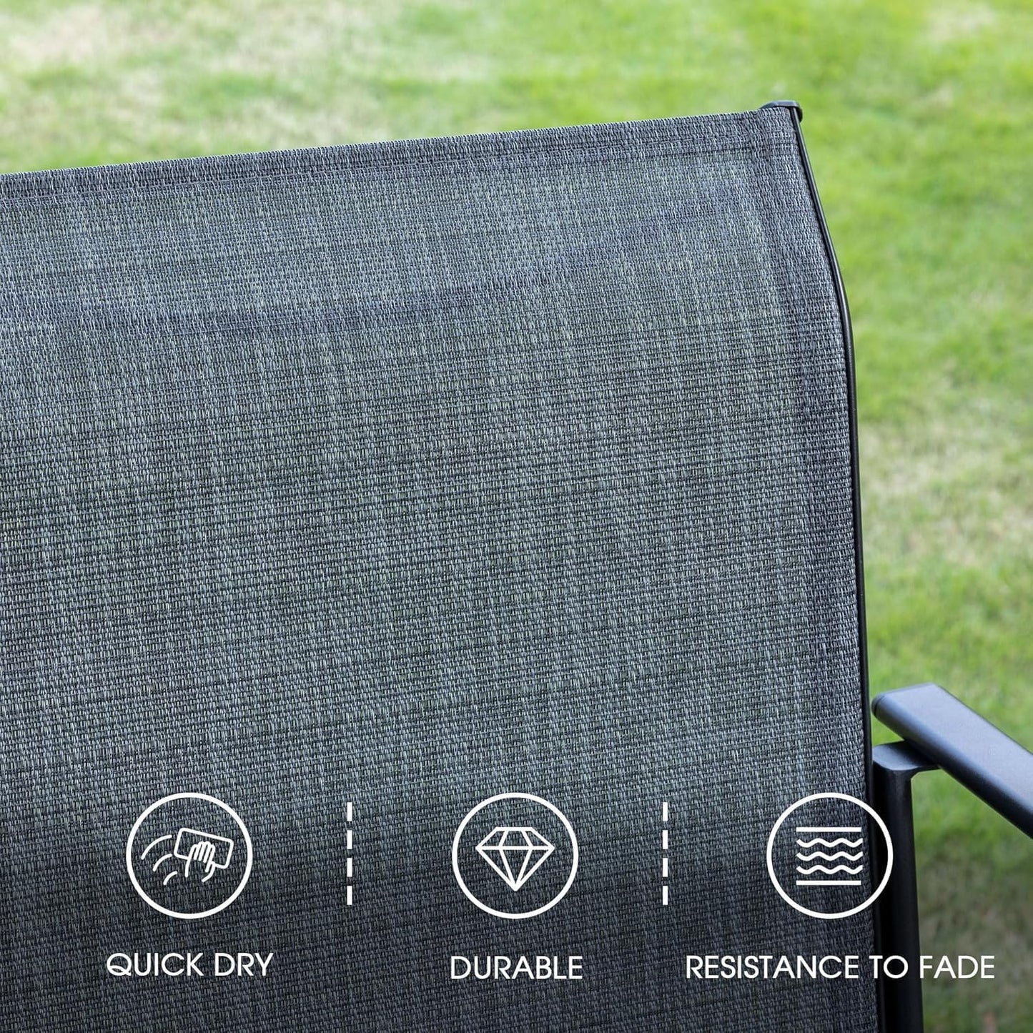 VICLLAX 5 Pieces Patio Dining Set for 4, Outdoor Furniture Set Includes 40.7" Round Patio Table and 4 Patio Stackable Chairs, Black Tabletop and Grey Fabric