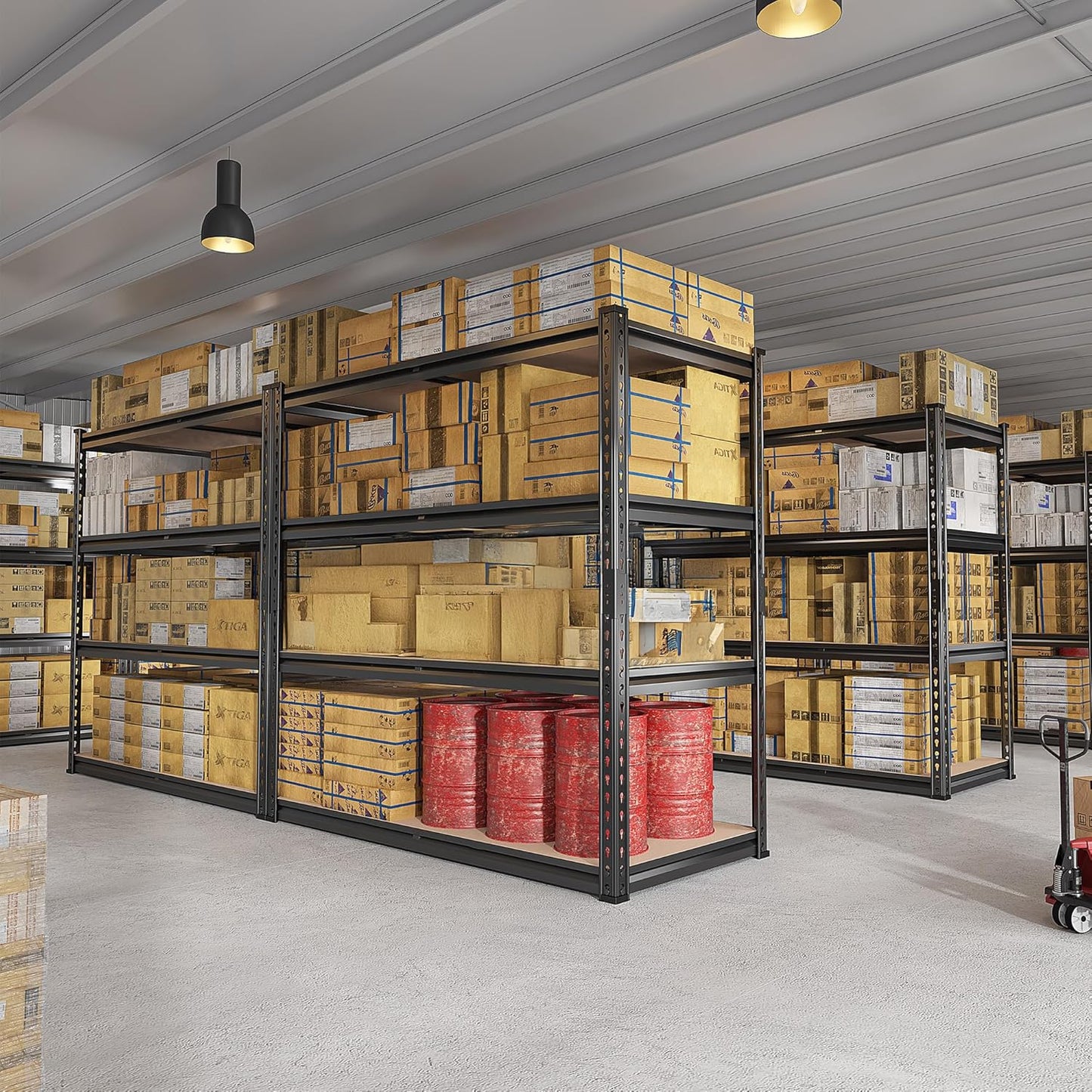 REIBII 40" W Garage Shelving 2000LBS Storage Shelves Adjustable Metal Shelving Heavy Duty 4 Tier Garage Shelves 60" H Metal Shelves for Closet Pantry Kitchen Warehouse 40" W × 20''D × 60''H