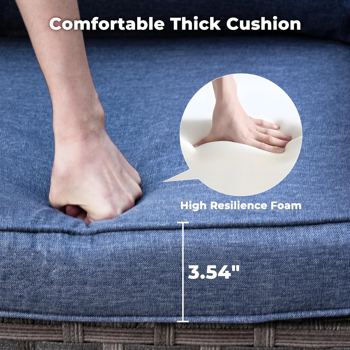 ovios 9 Pieces Patio Furniture Set, Outdoor Wicker Sectional Sofa with 2 Swivel Chairs Coffee Table, Modern Modular Deep Seat Rattan Couch Conversation Sets, Denim Blue