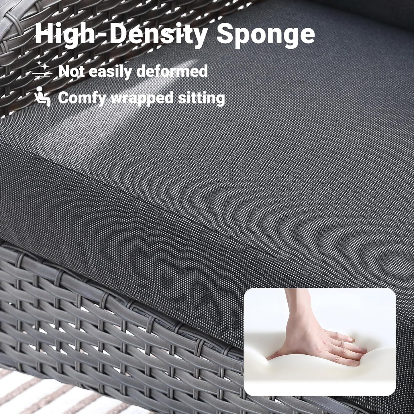 ovios 2 Pieces Patio Furniture Set, Outdoor Wicker Chairs of 2, All Weather High Back Rattan Chairs 2-Seater with Comfy Cushions for Porch Deck, Black