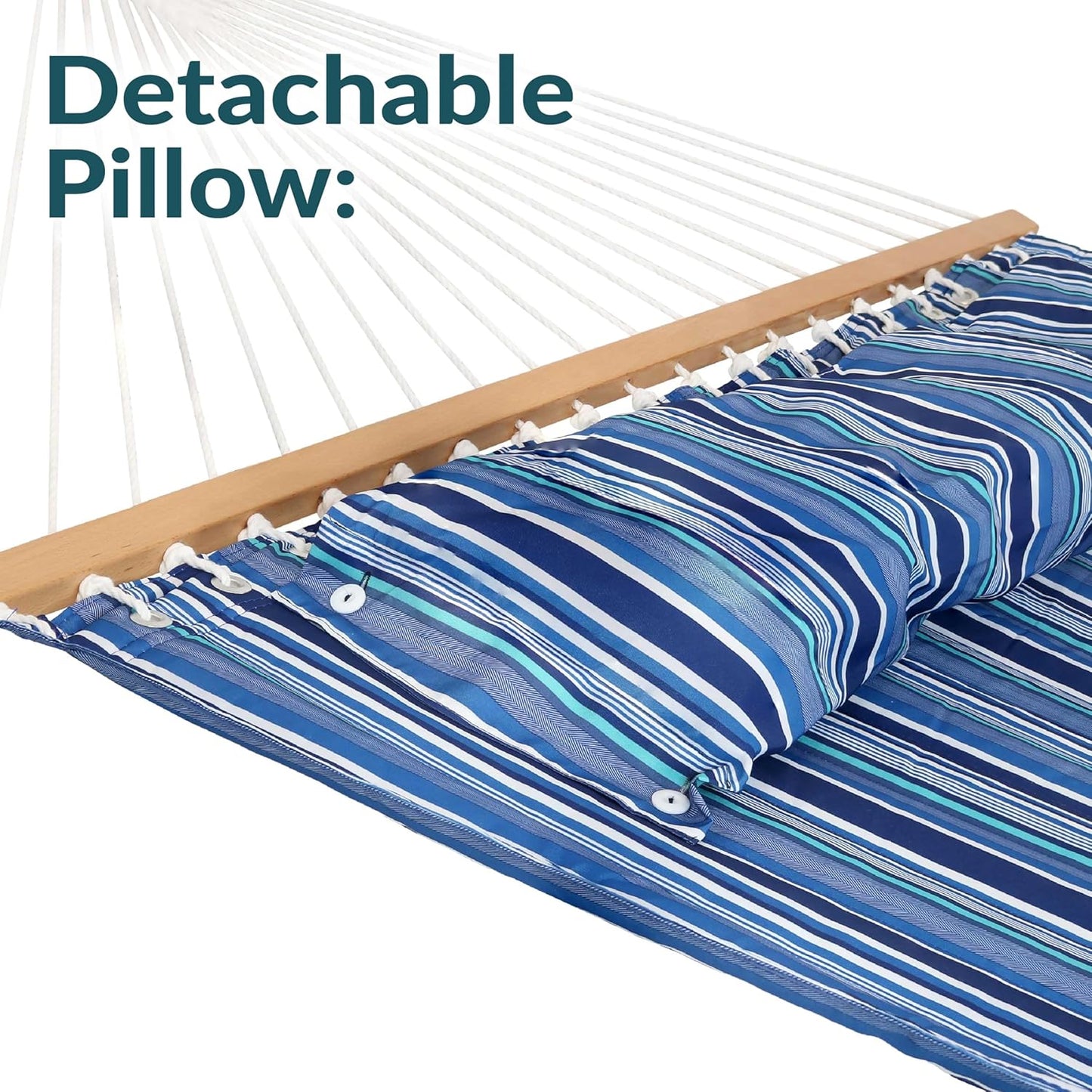 Sunnydaze Quilted Outdoor Hammock with Spreader Bars - Heavy-Duty 450-Pound Capacity Double Hammock for Outside - Breakwater Stripe