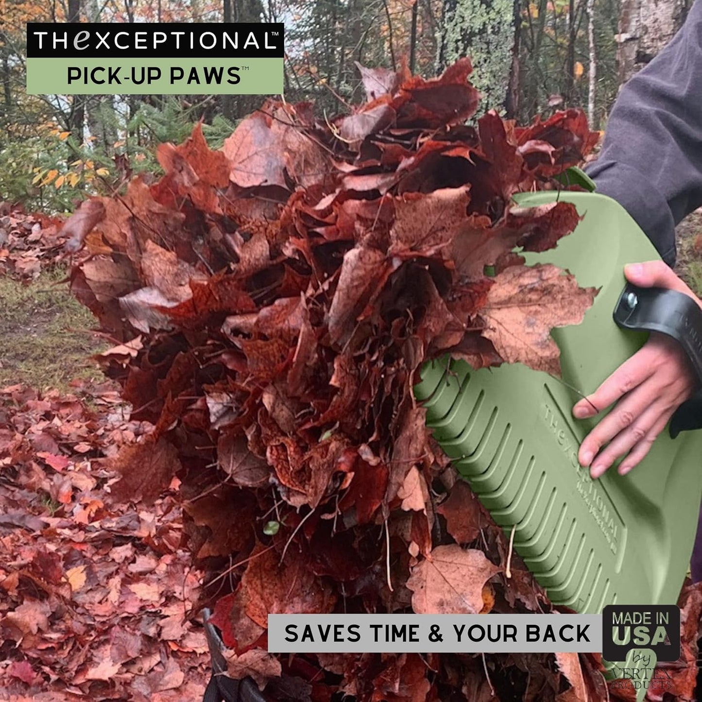 Pick-Up Paws | Premium Leaf Hand Scoops | Garden Grabber Tool for Grass, Clippings, Twigs, Debris or Needles | Set of 2 Lawn & Leaves Clean-Up Yard Rakes | Made in USA by Vertex Products | Model EX700