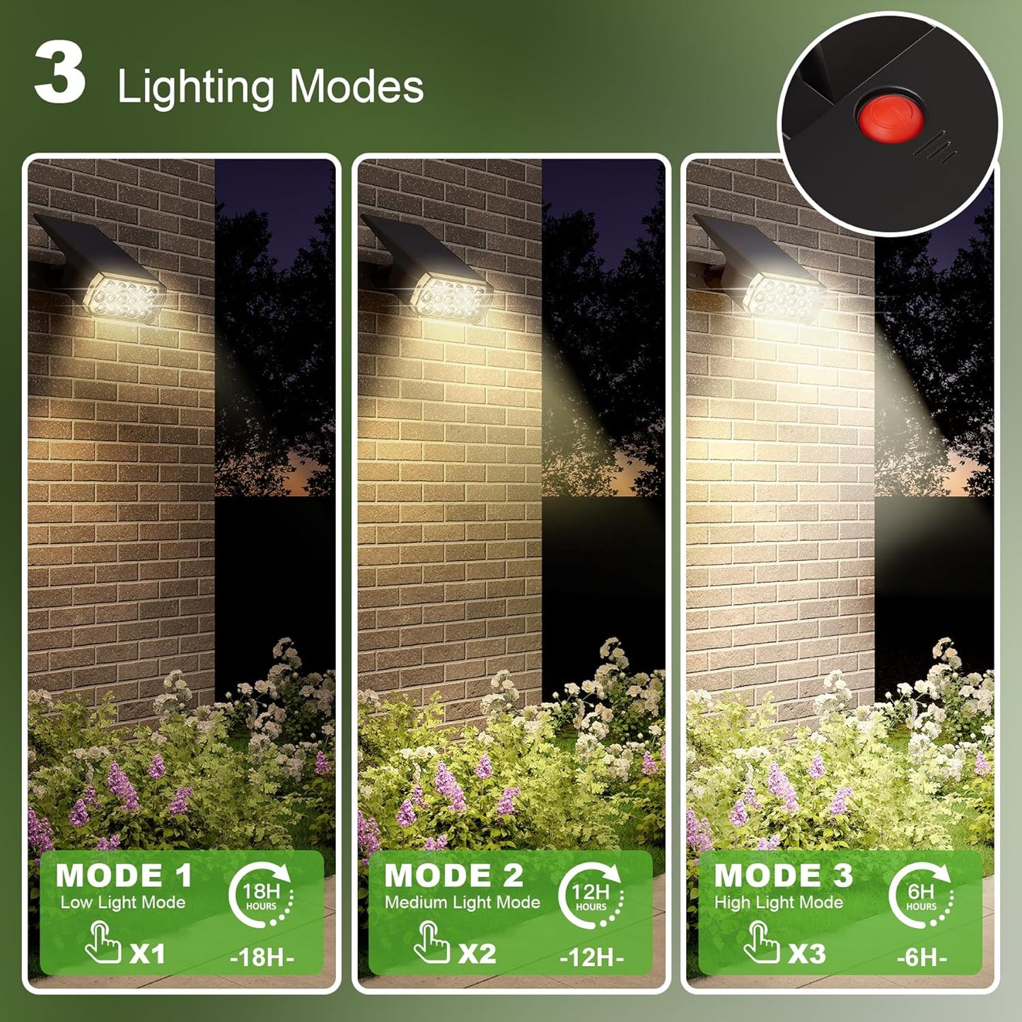 Solar Spot Lights Outdoor Waterproof IP65, 3 Lighting Modes Solar Outdoor Lights for Garden Yard Outside Landscape, 6 Pack Warm